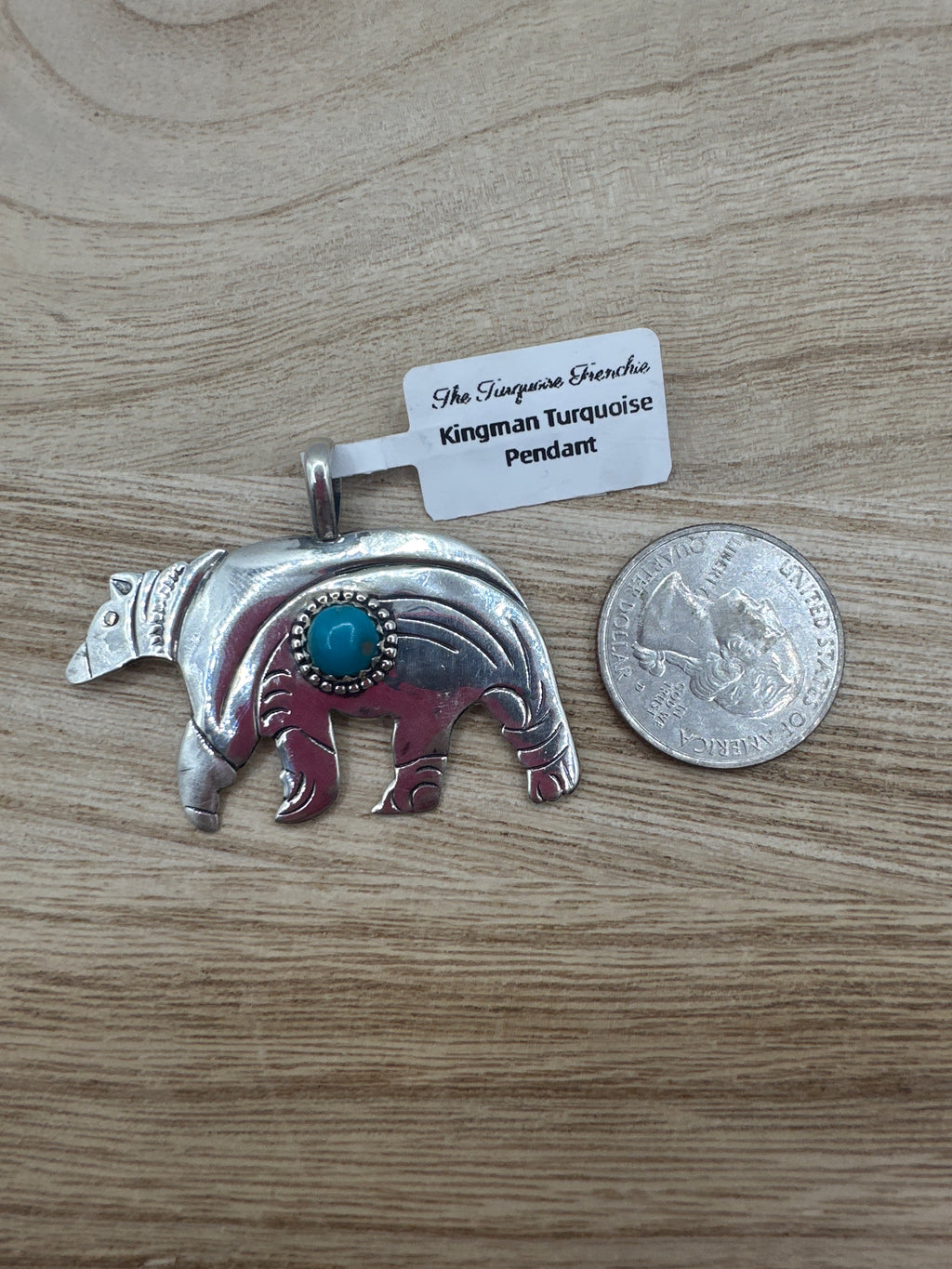 Kingman Turquoise Bear Pendant