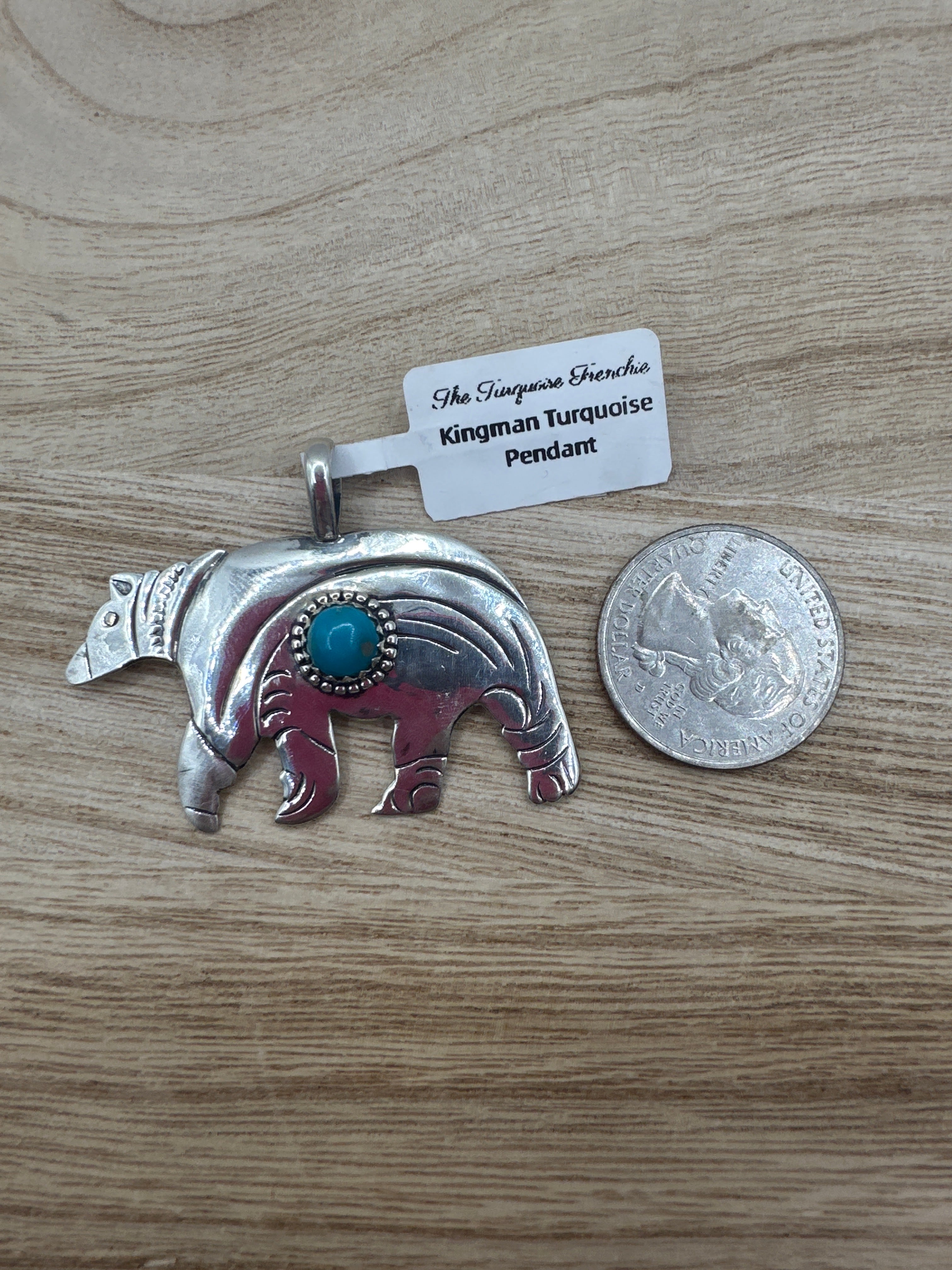 Kingman Turquoise Bear Pendant