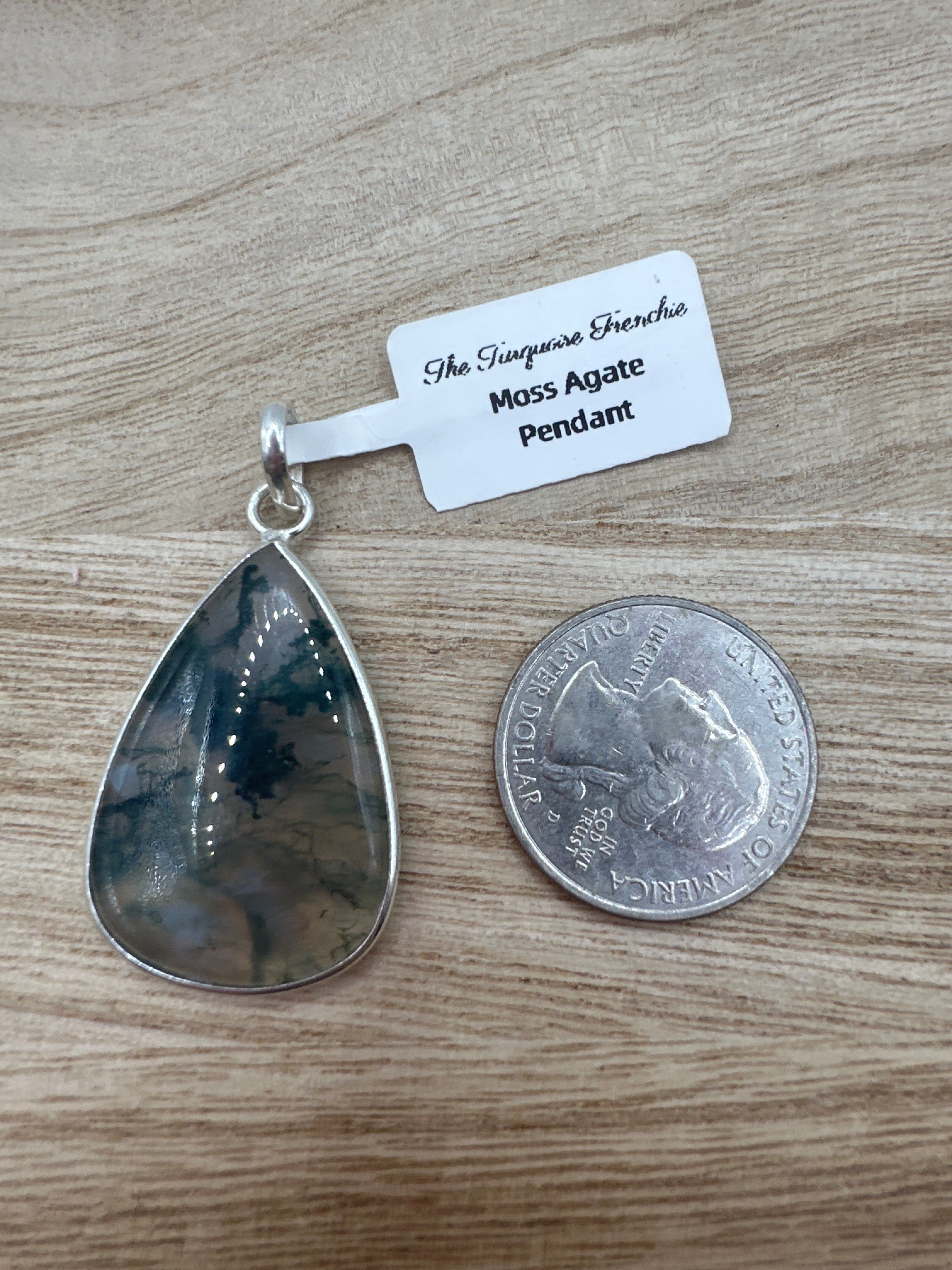 Moss Agate Tear Drop Pendant