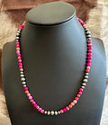 Hot Pink Sea Sediment Jasper and Graduated Pearls