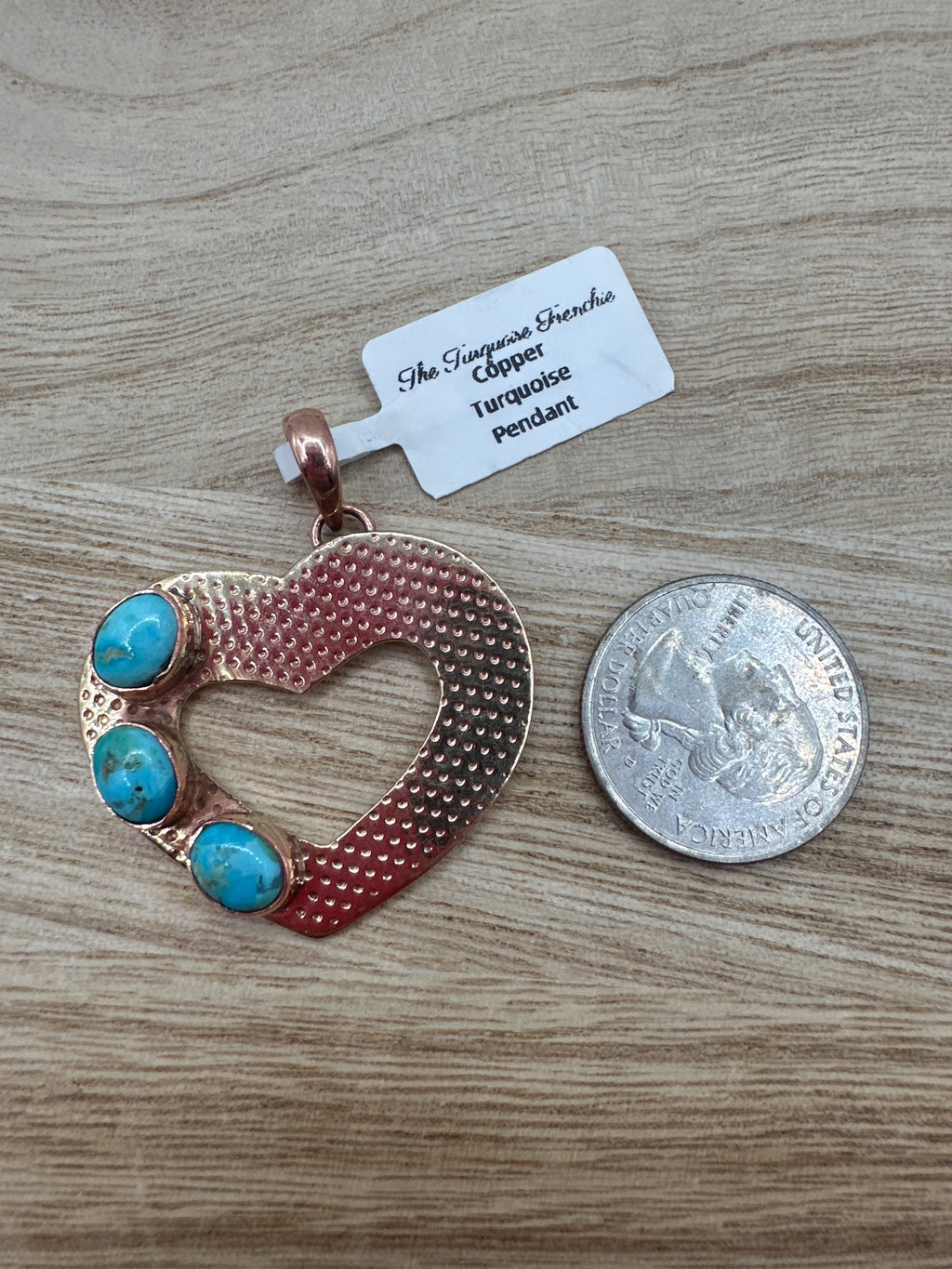 Copper and Turquoise Heart Pendant