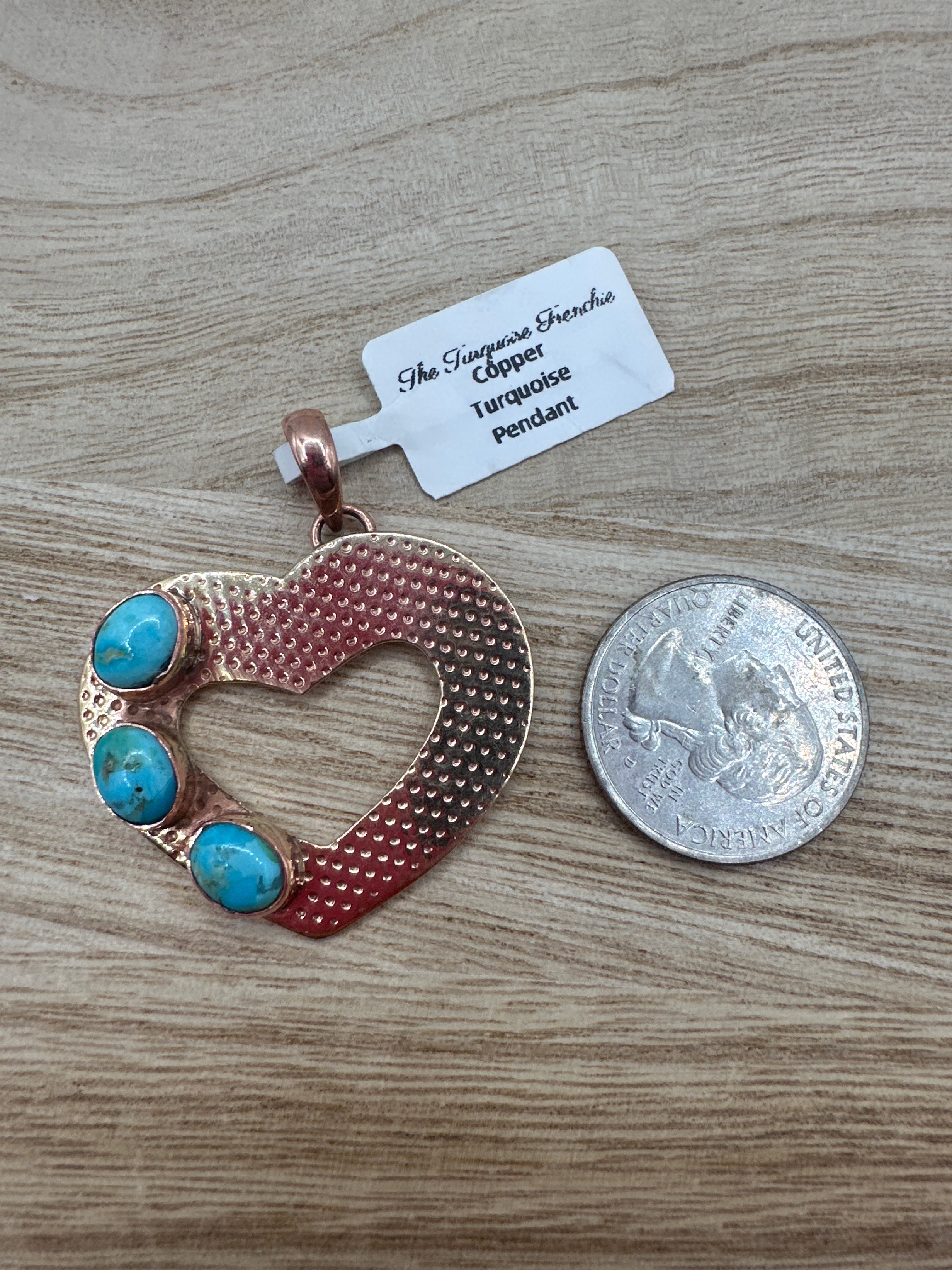 Copper and Turquoise Heart Pendant