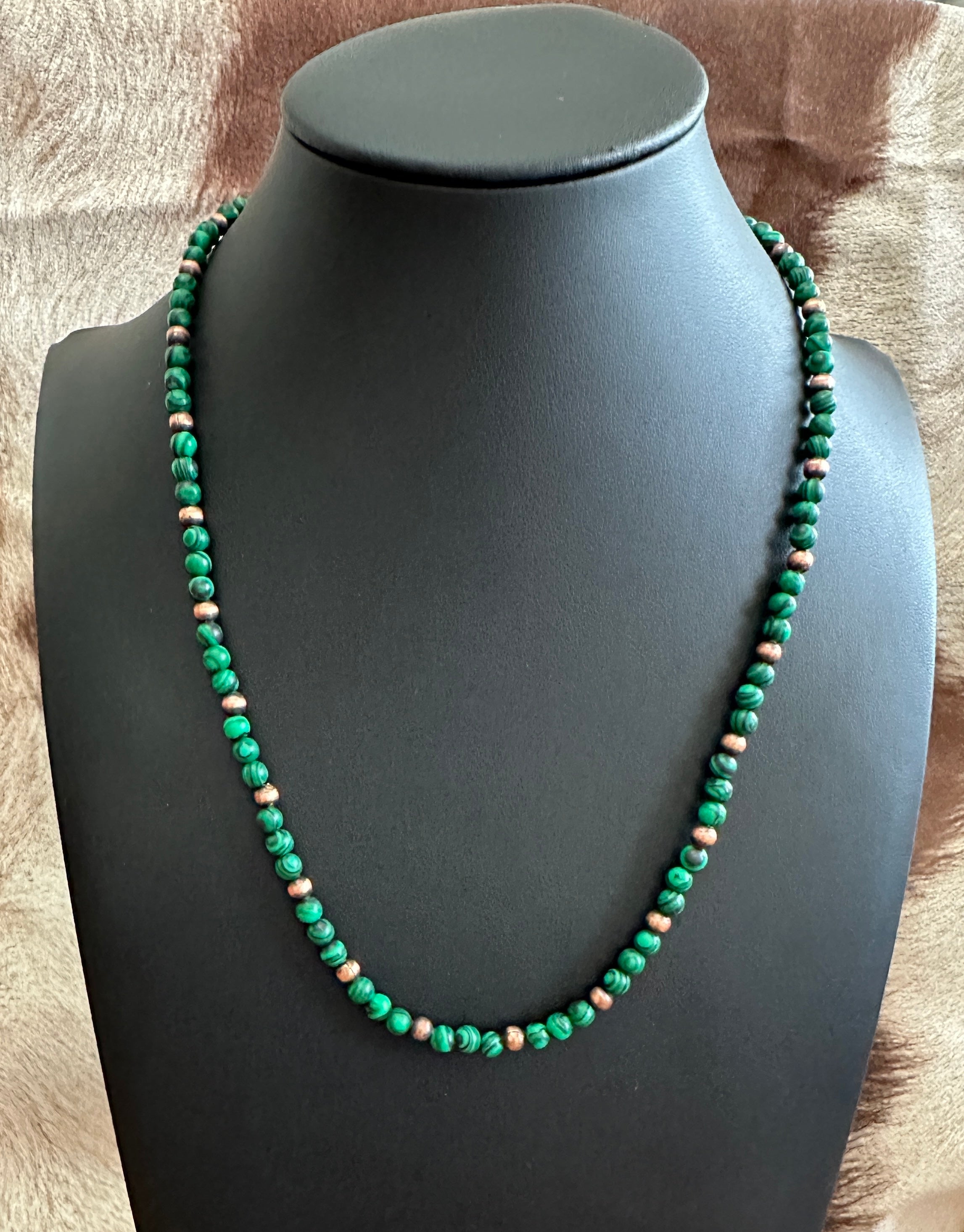 Malachite and Copper Pearl Necklace