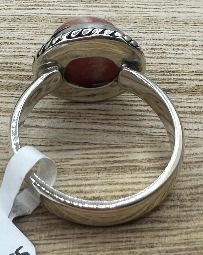 Rhodochrosite Circle Ring Size 7.25
