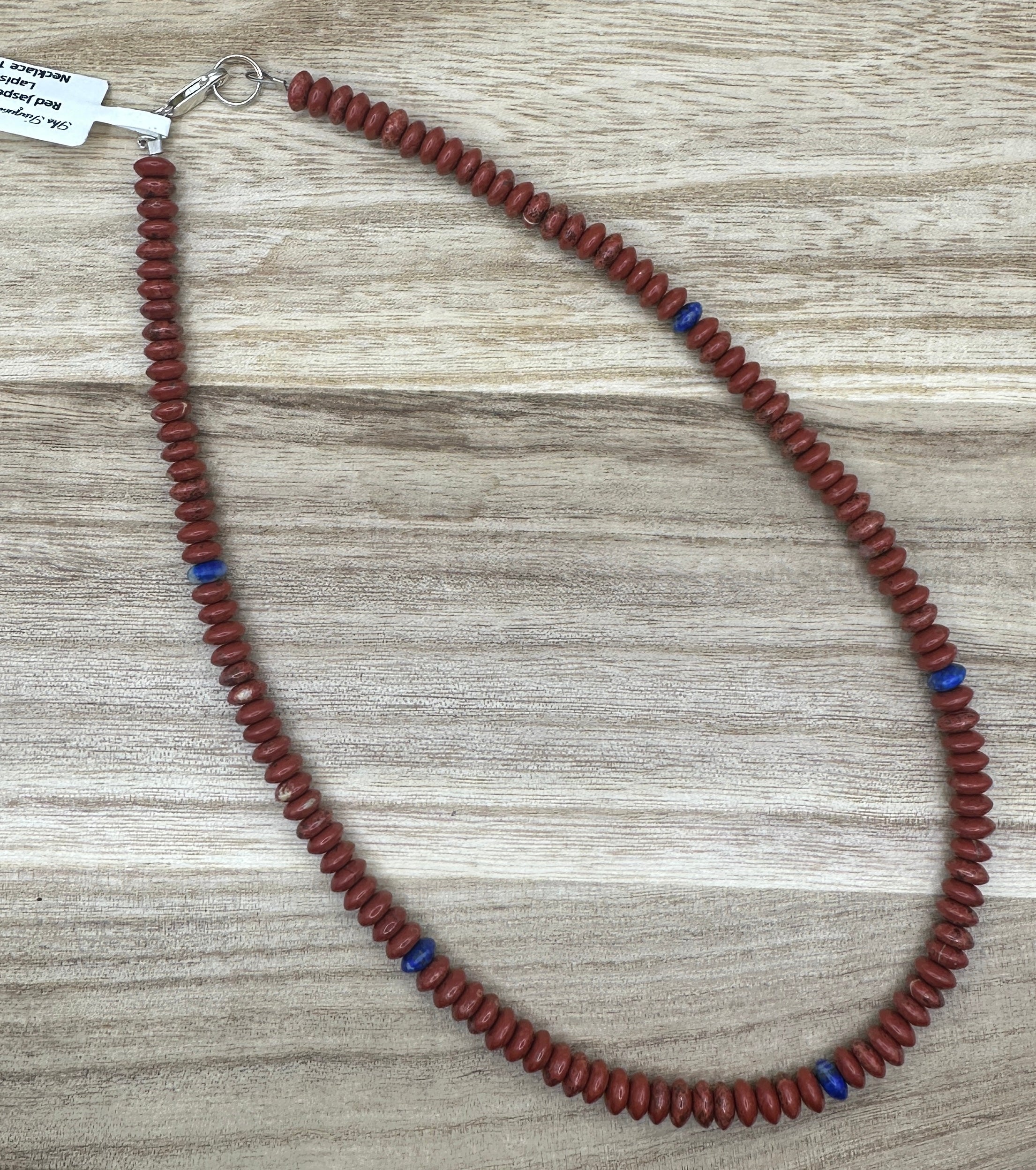 Red Jasper and Lapis Lazuli Rondelles Necklace 18in