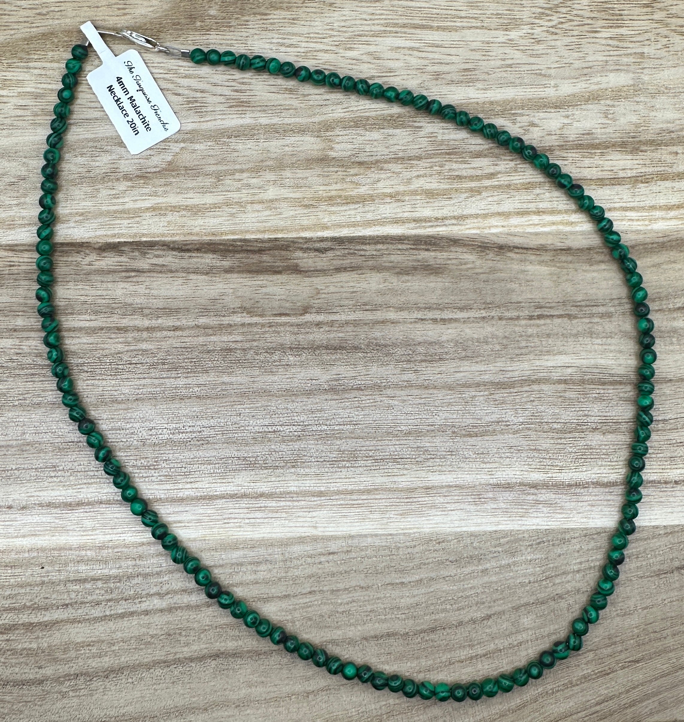 4mm Malachite Necklace 20in
