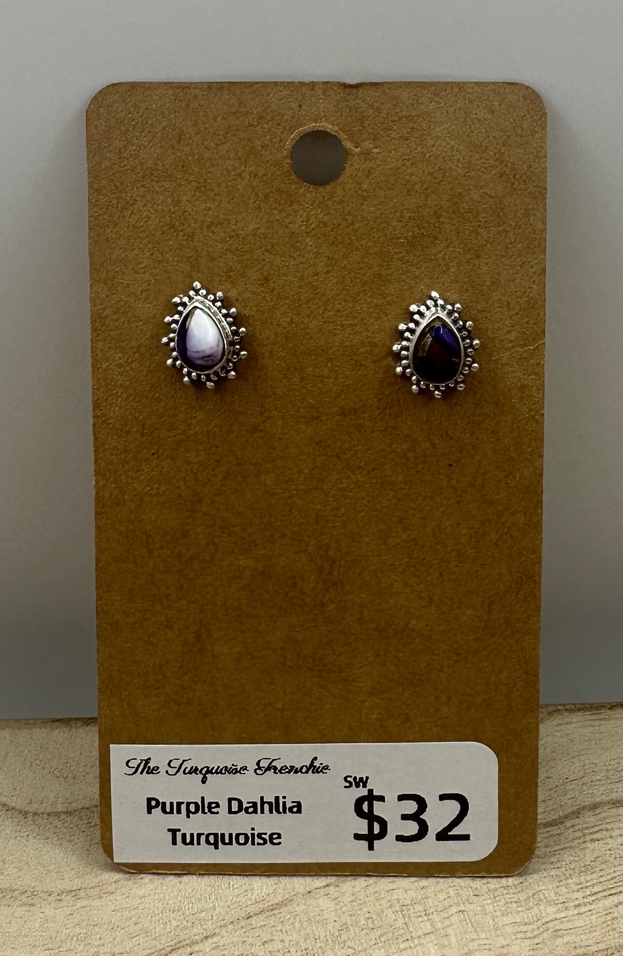 Purple Dahlia Studs