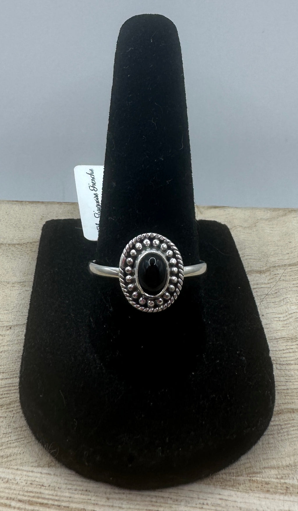 Black Onyx Oval Ring Size 8