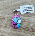 Cotton Candy Dahlia Turquoise Oval Pendant