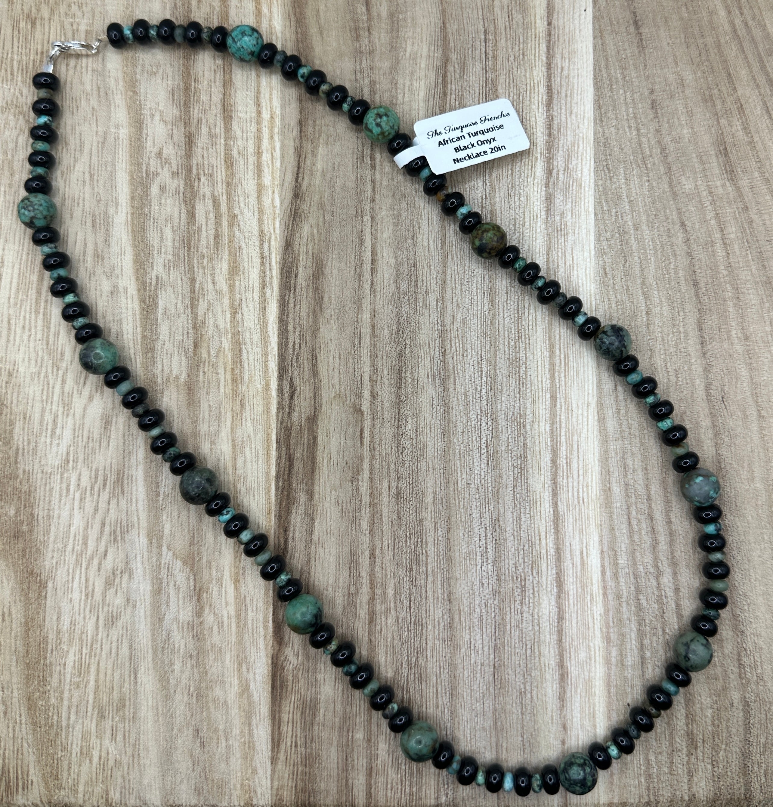 Black Onyx and African Turquoise Necklace 20in