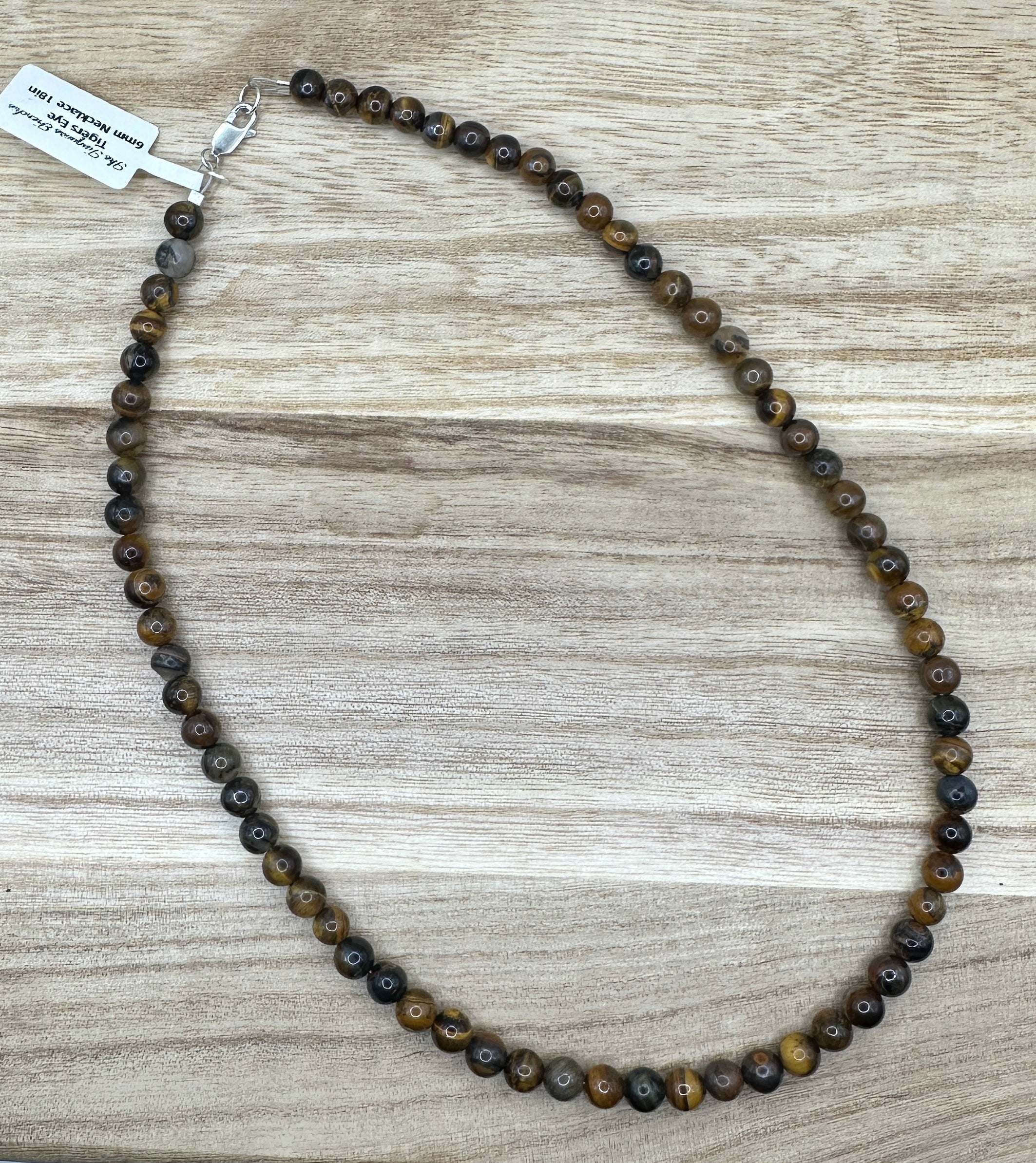 6mm Tigers Eye Necklace 18in