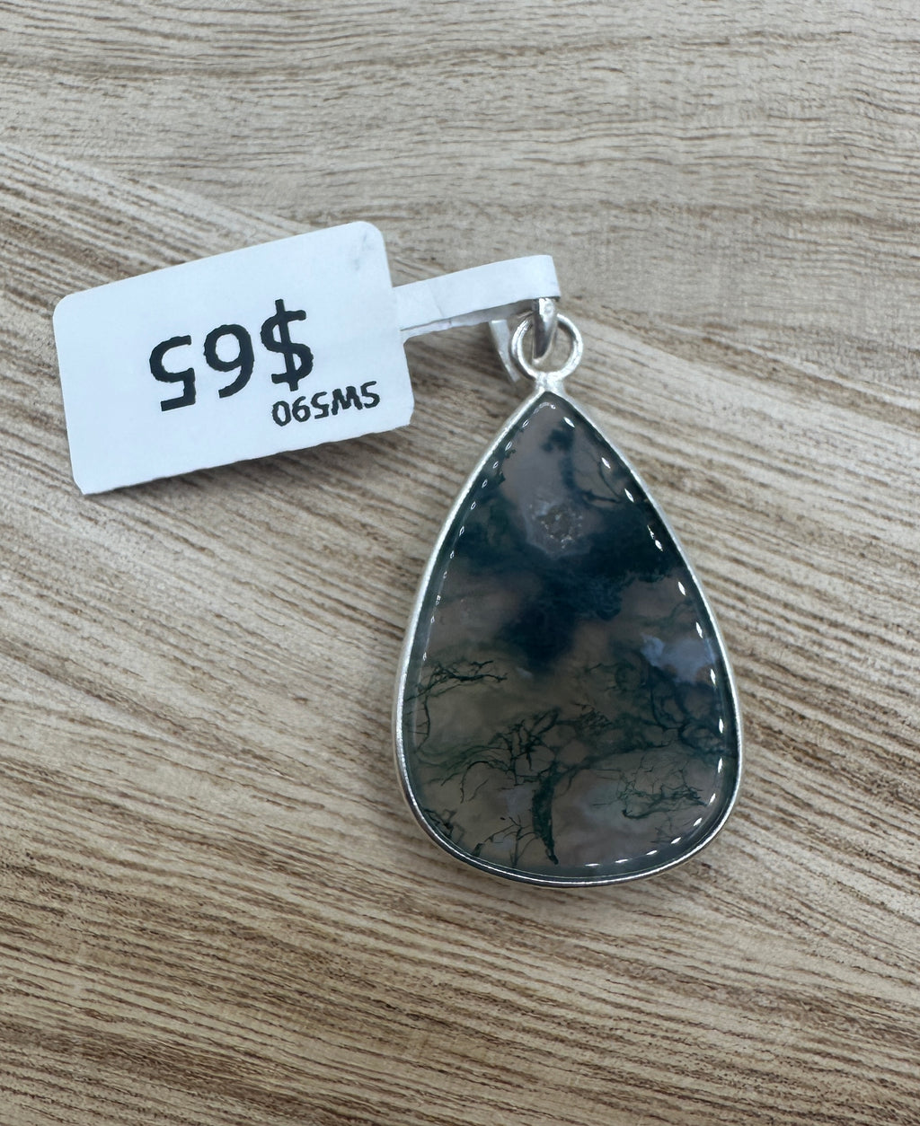 Moss Agate Tear Drop Pendant