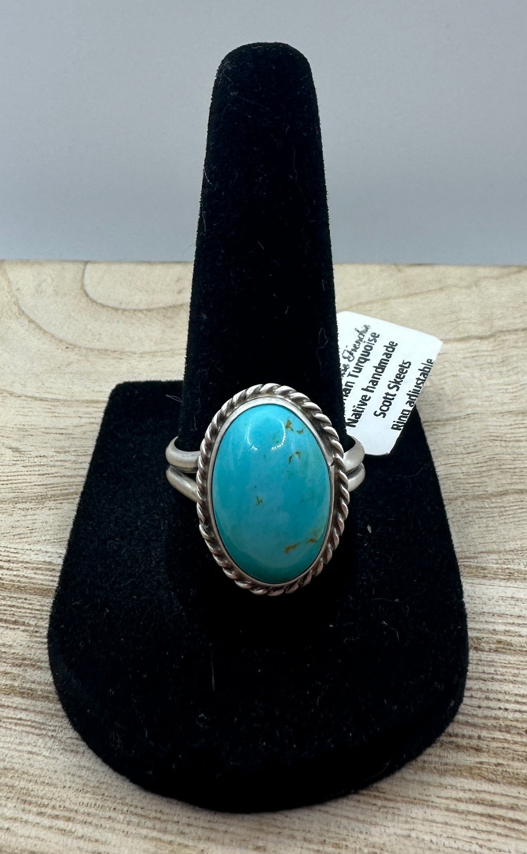 Native Handmade Kingman Turquoise Adjustable Ring