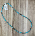Turquoise and Graduated Desert Pearl Necklace 18in