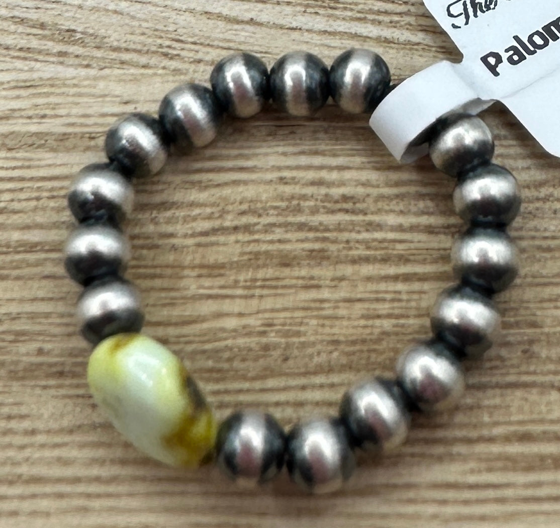 Palomino Turquoise And Desert Pearls Stretch Ring