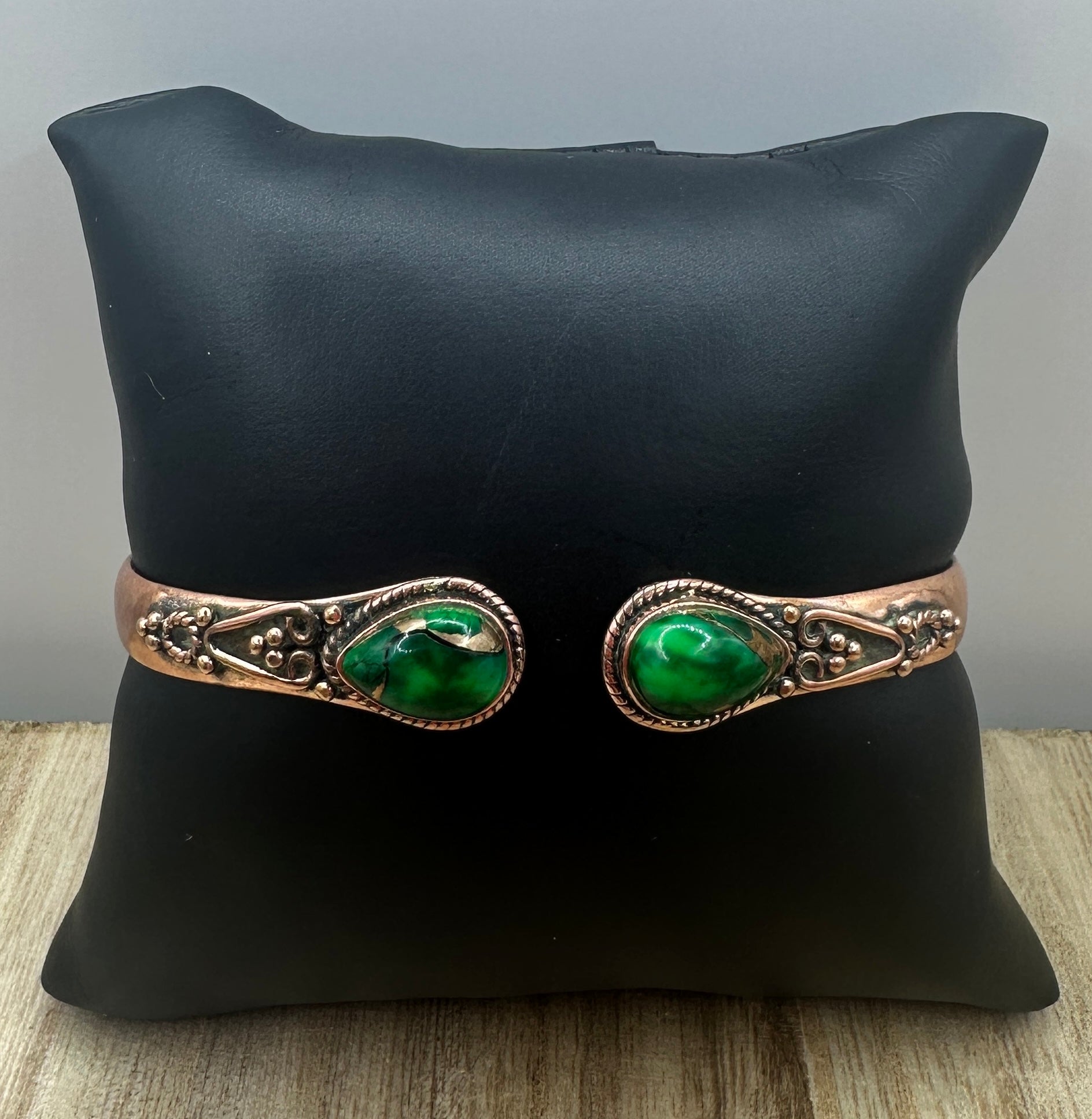 Copper and Irish Dahlia Turquoise Cuff