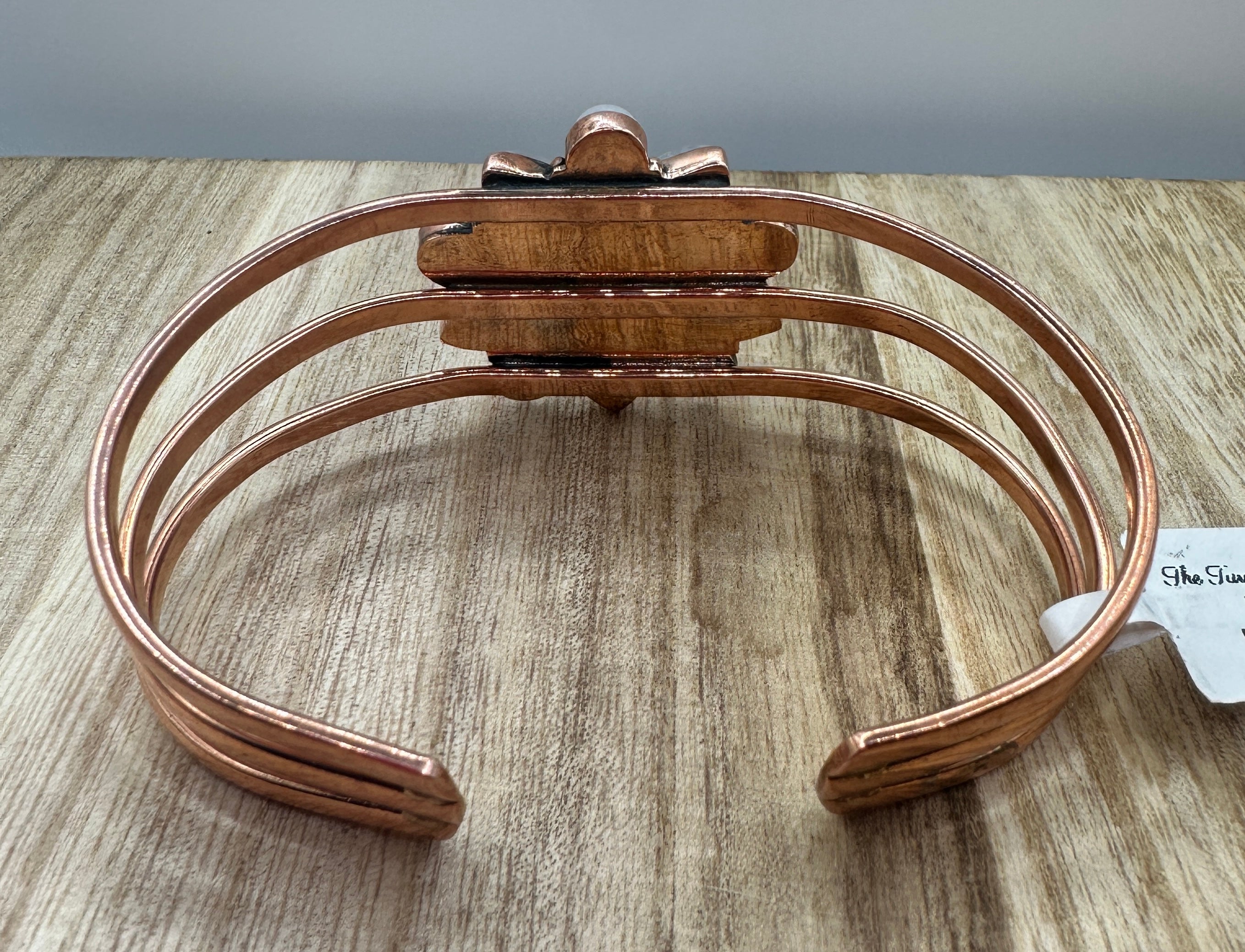 Copper and Rainbow Moonstone Cuff