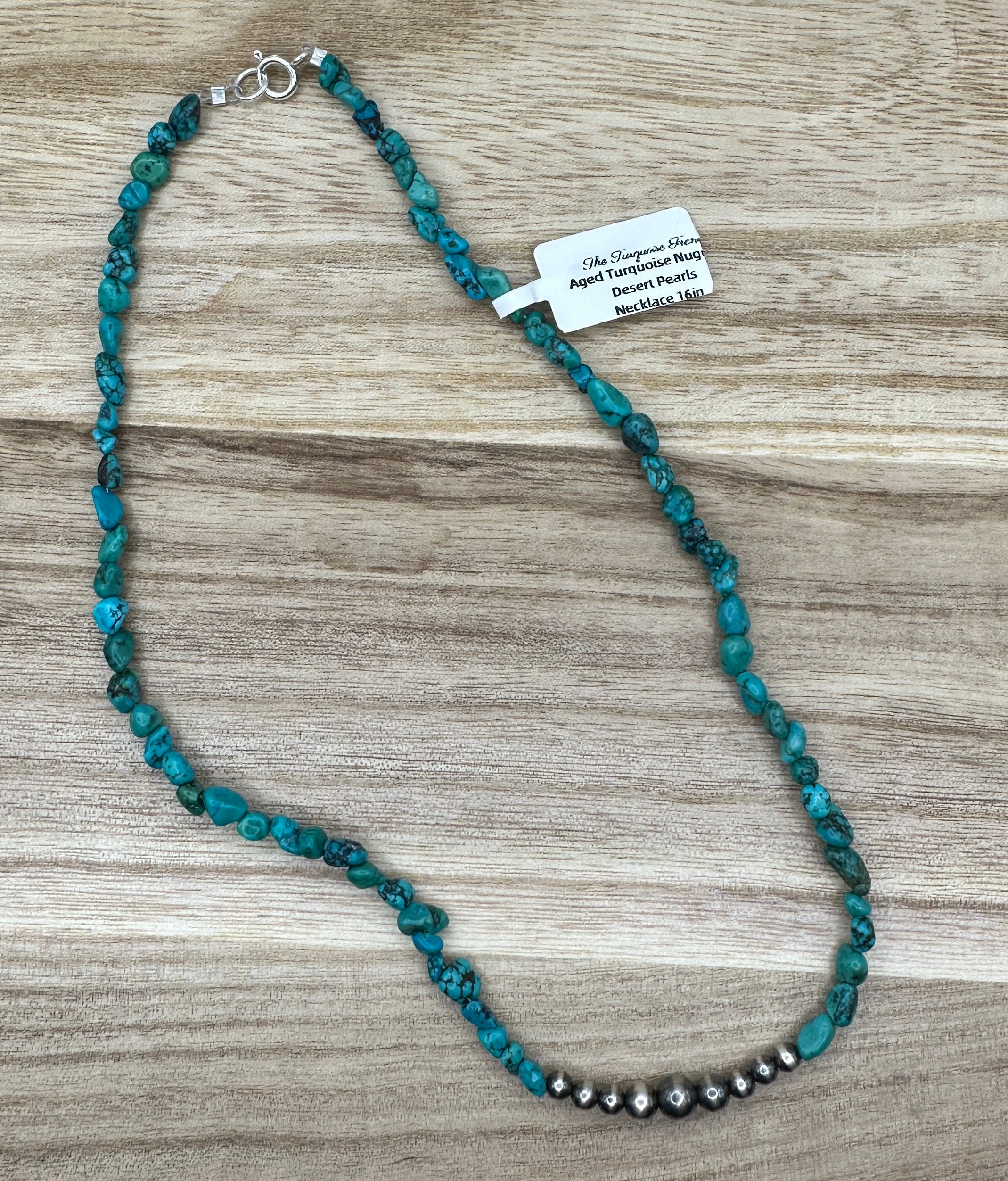 Aged Turquoise and Desert Pearl Necklace 16in