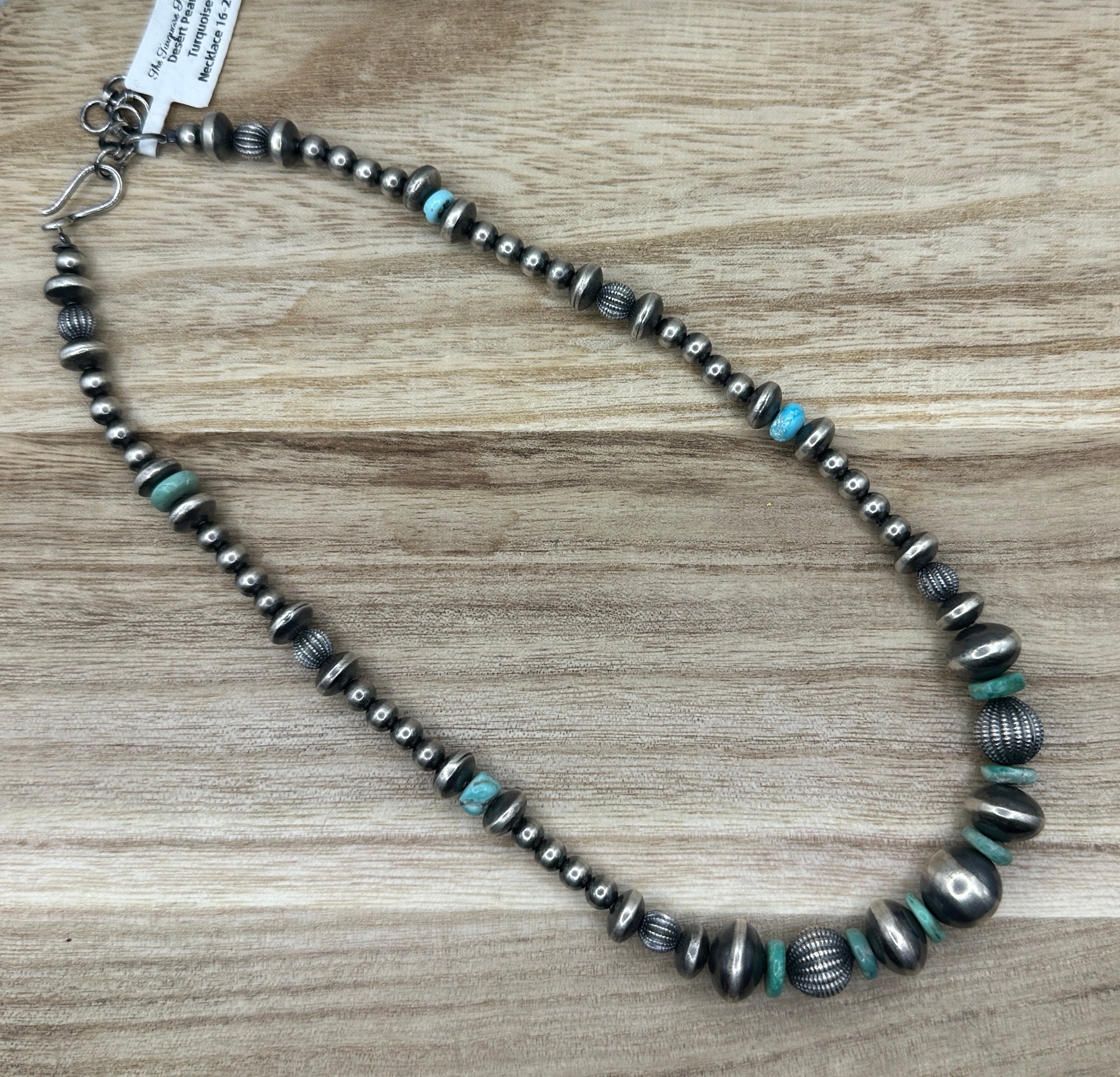 Desert Pearls and Turquoise Necklace 16-20in