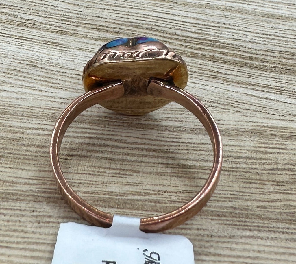 Pink Dahlia Turquoise Ring Size 8