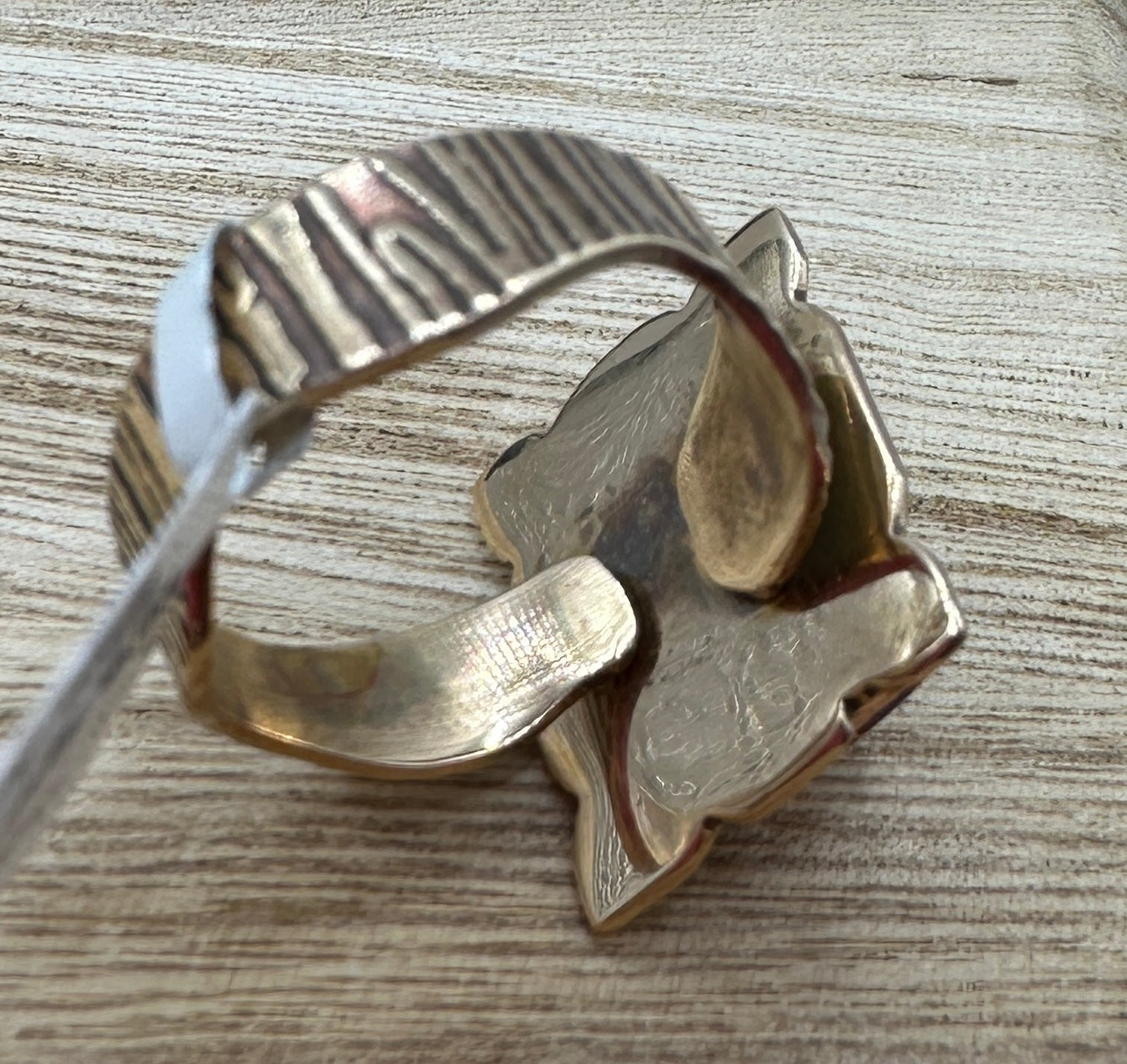 Pink Spiny Oyster Turquoise Copper Adjustable Ring