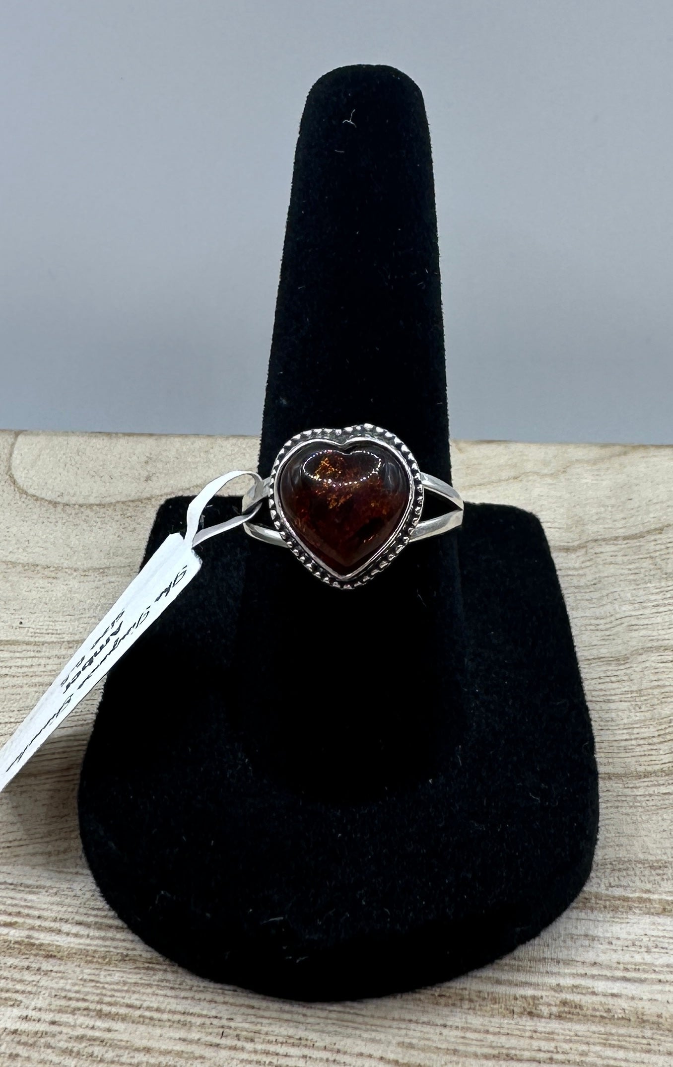 Amber Heart Ring Size 6.5