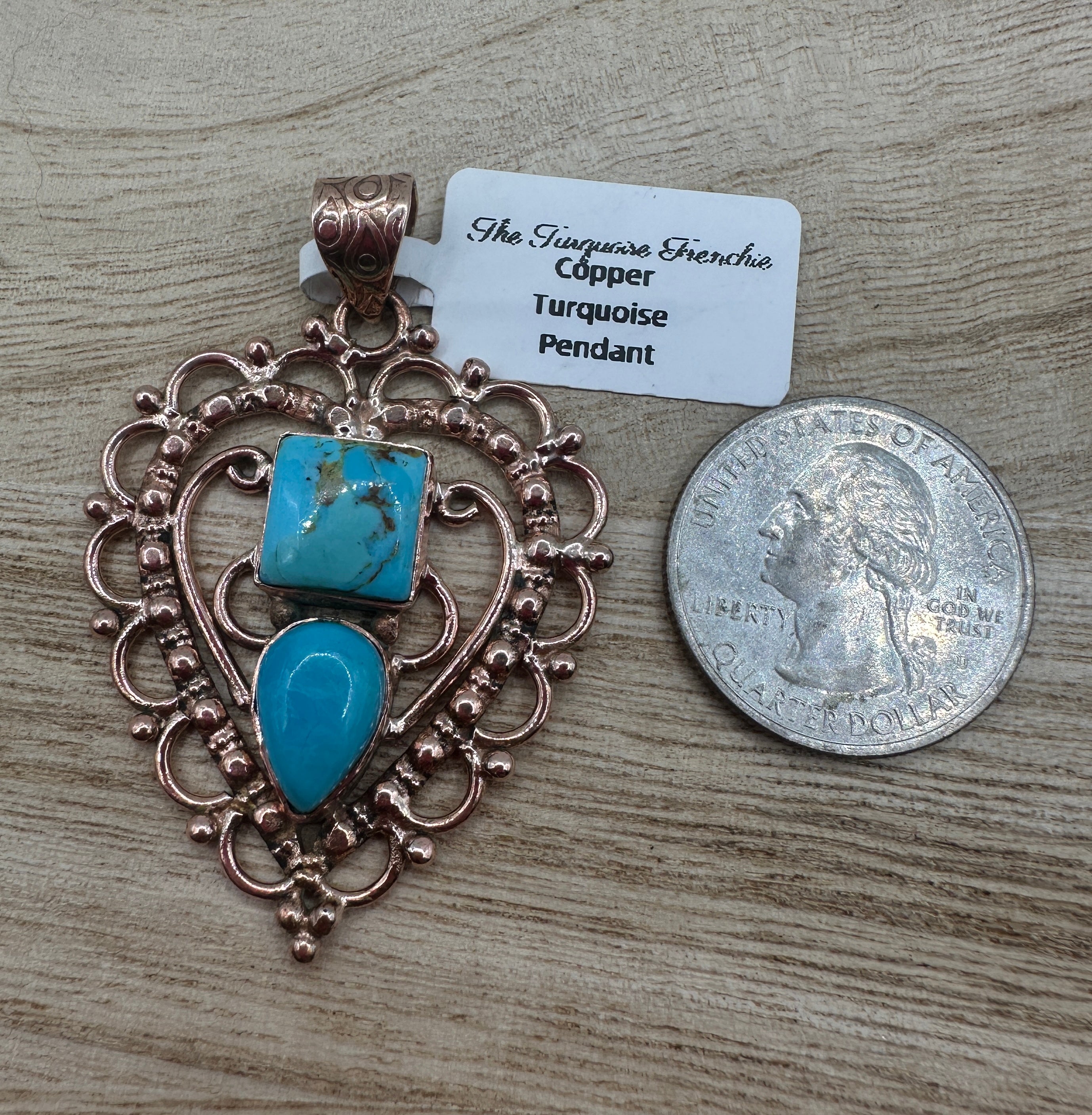Copper Turquoise Heart Pendant