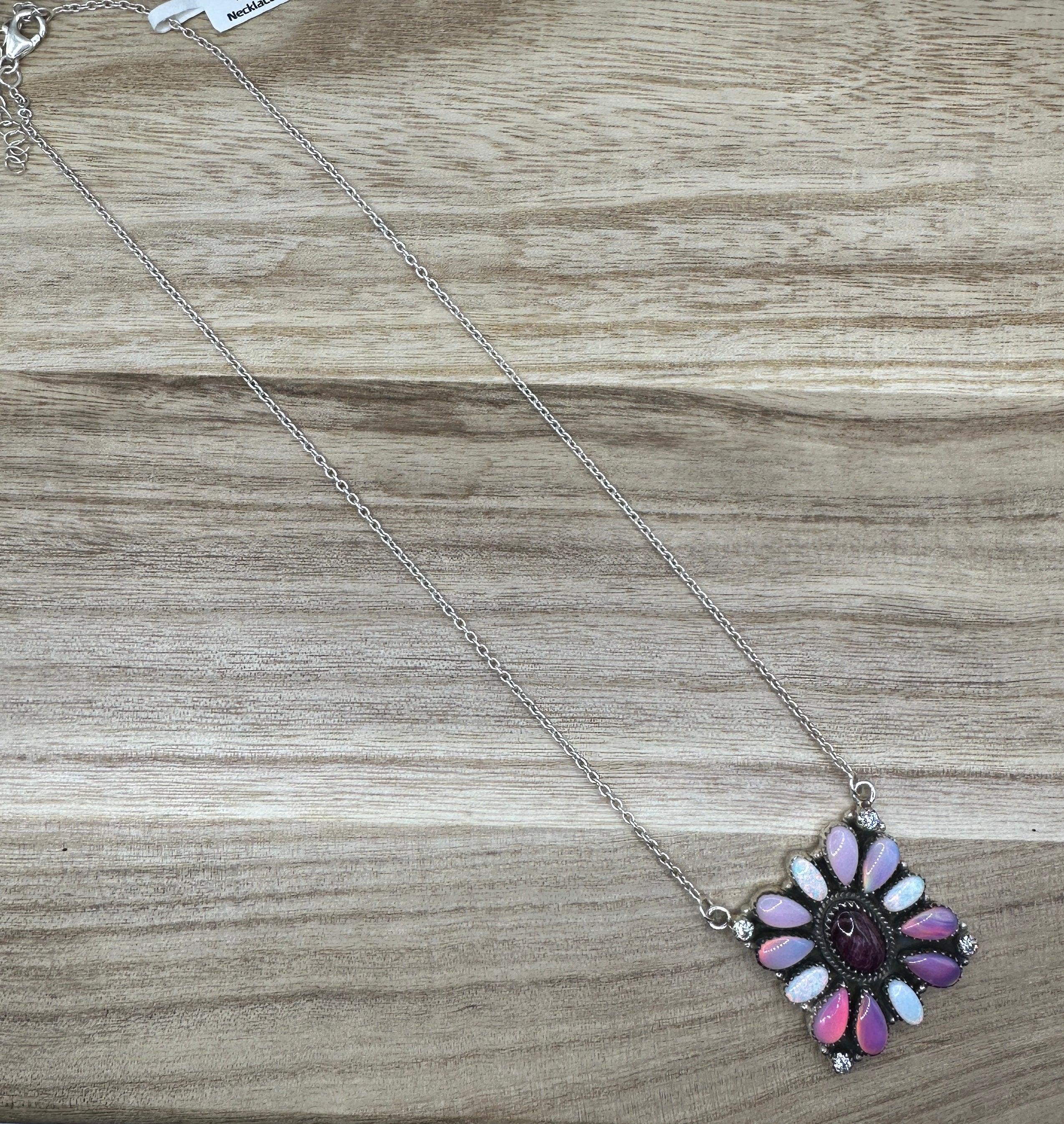 Purple Spiny Oyster and Ballon Opal Necklace 16-20in