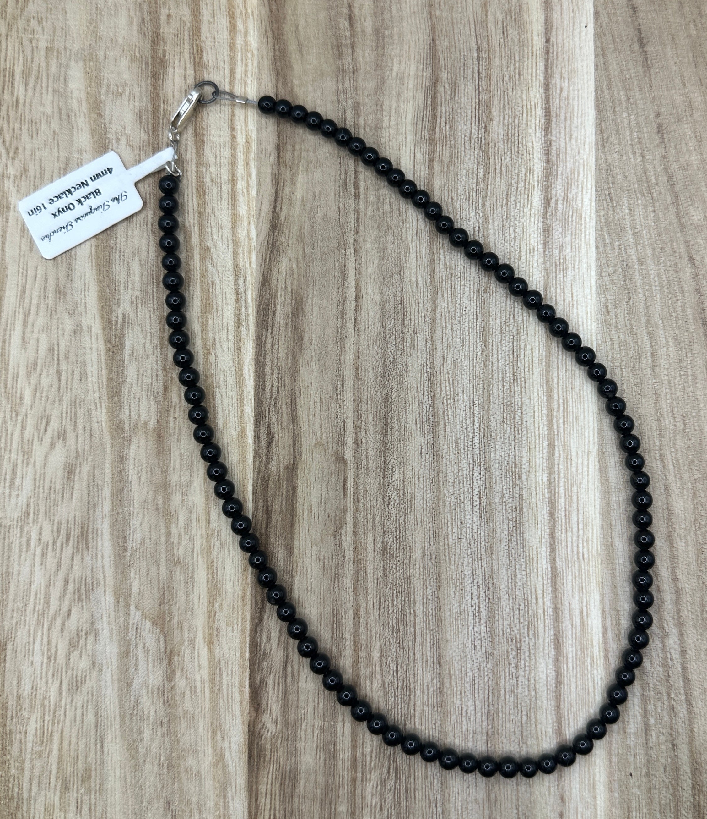 4mm Black Onyx Necklace 16in