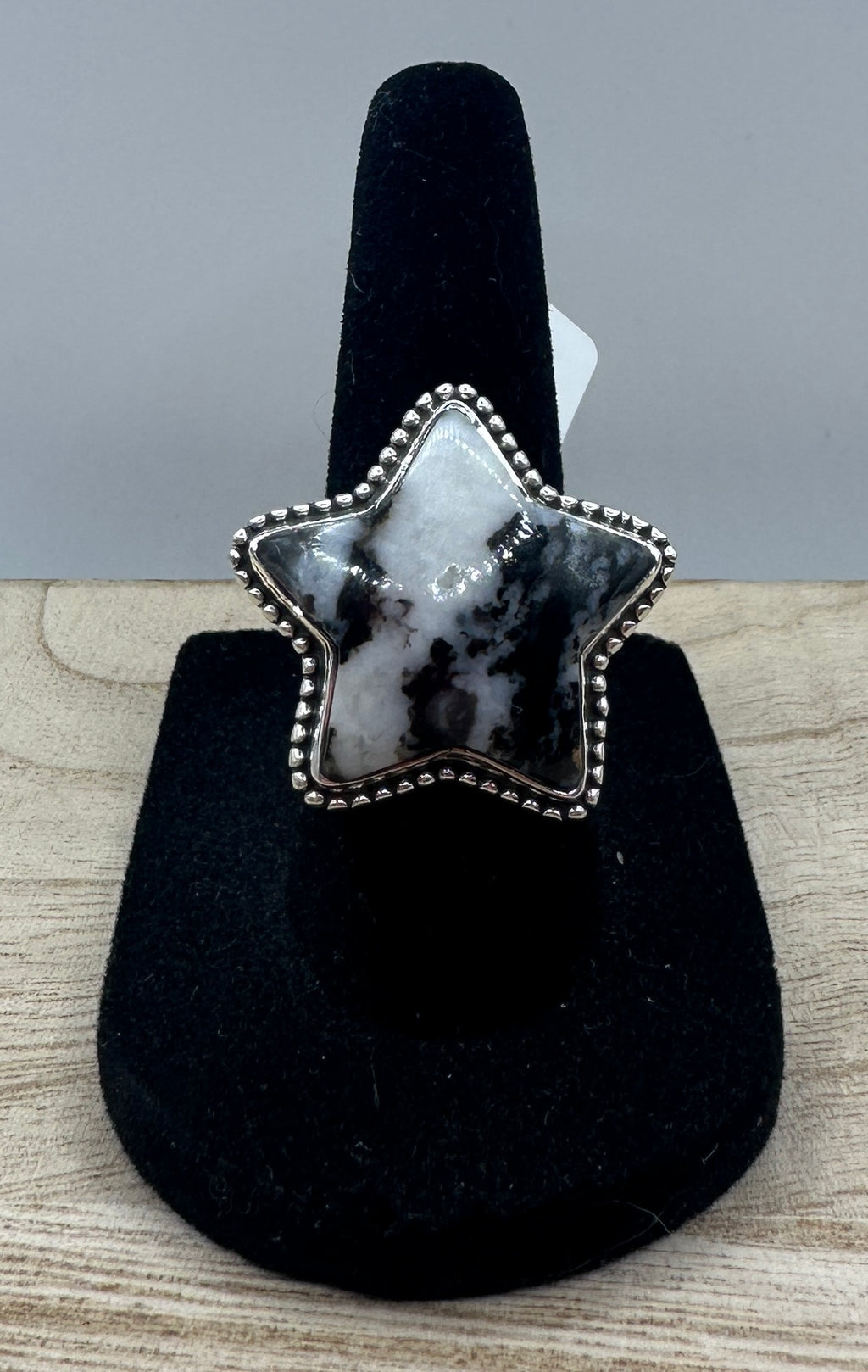 Zebra Jasper Star Ring Size 6