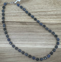 Denim Dumortietite with Silver Hematite Necklace 18in