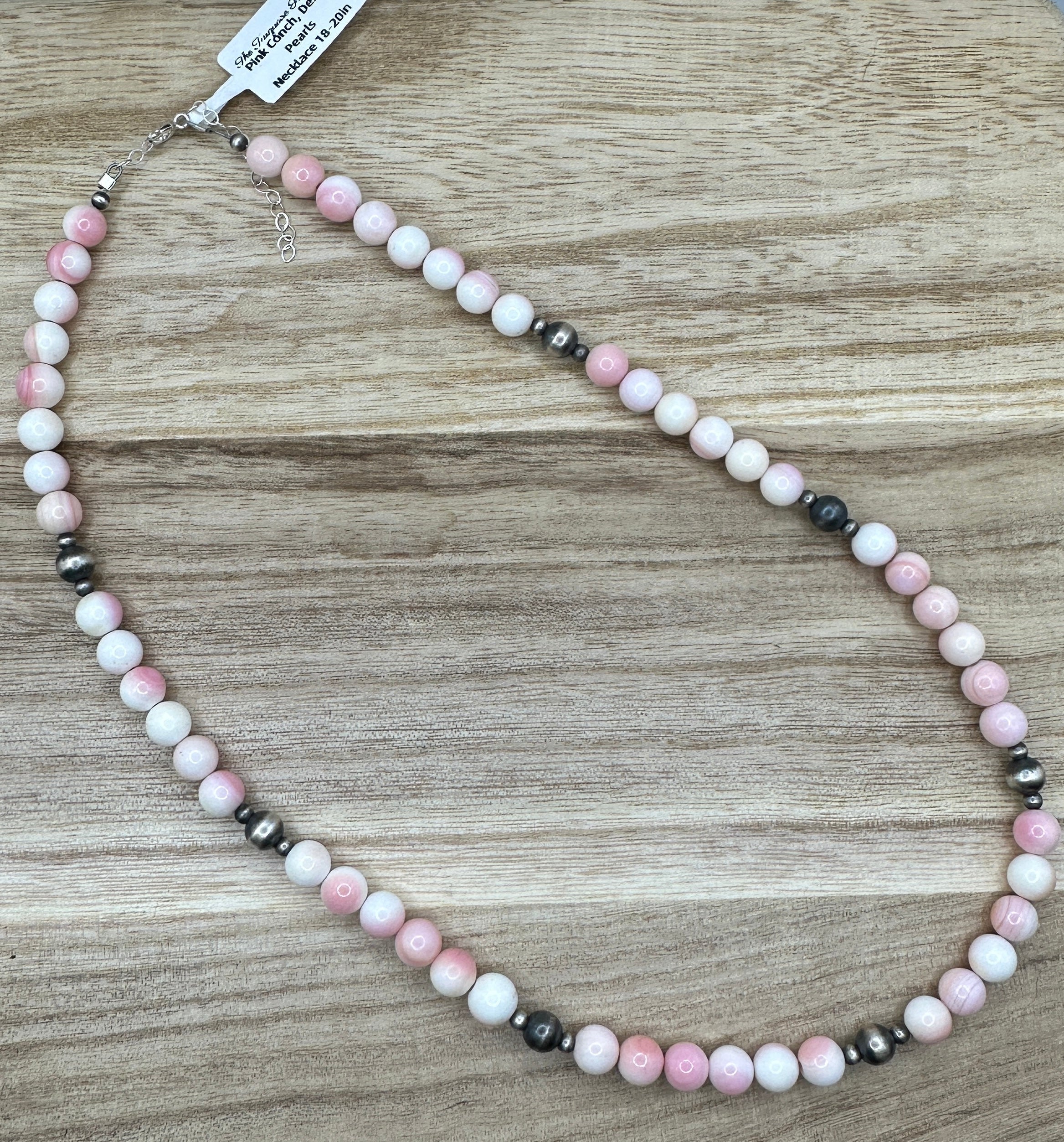 Pink Conch and Desert Pearl Necklace 18-20in