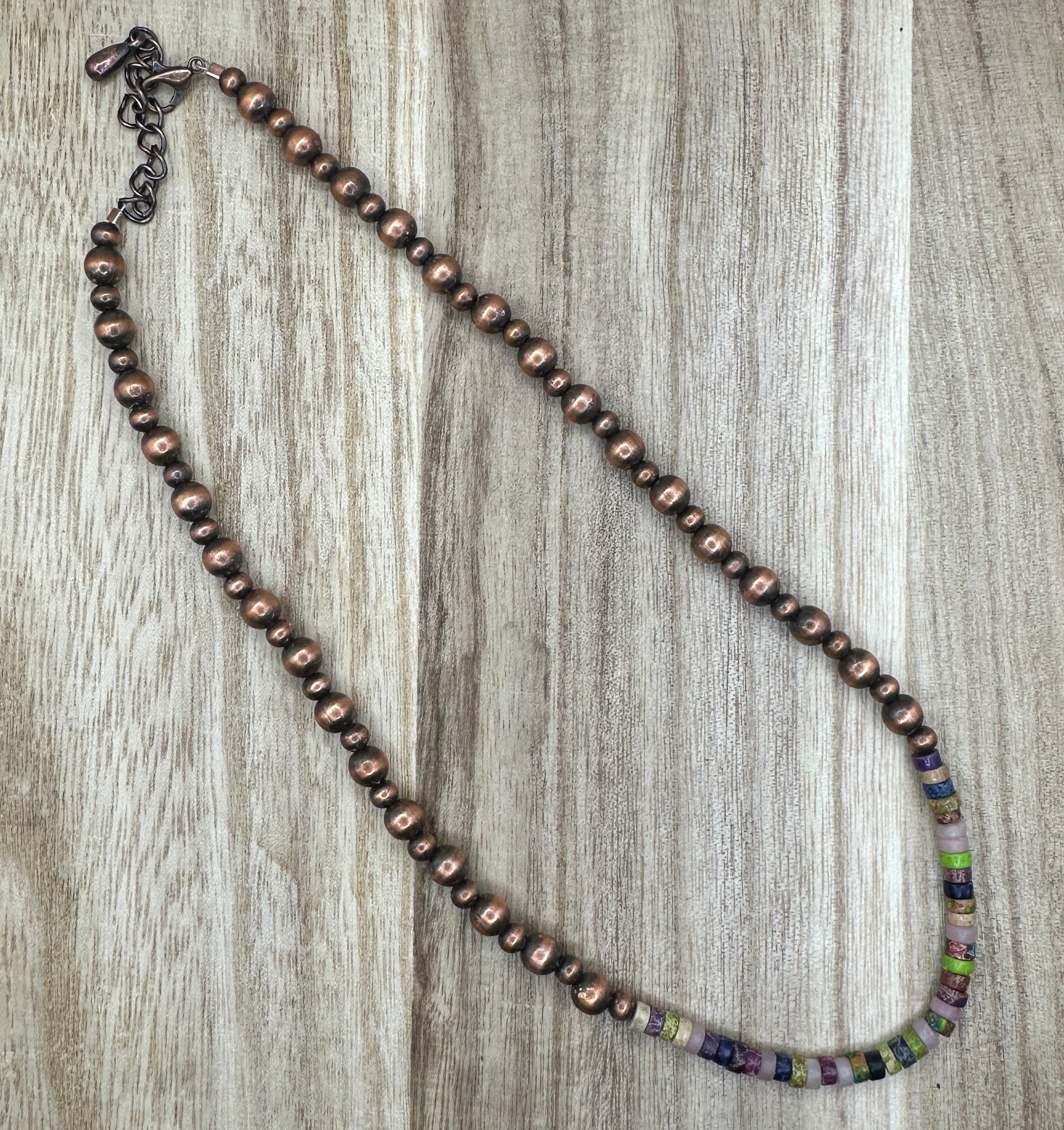 Copper Pearl and Mixed Stone Necklace 16-20in