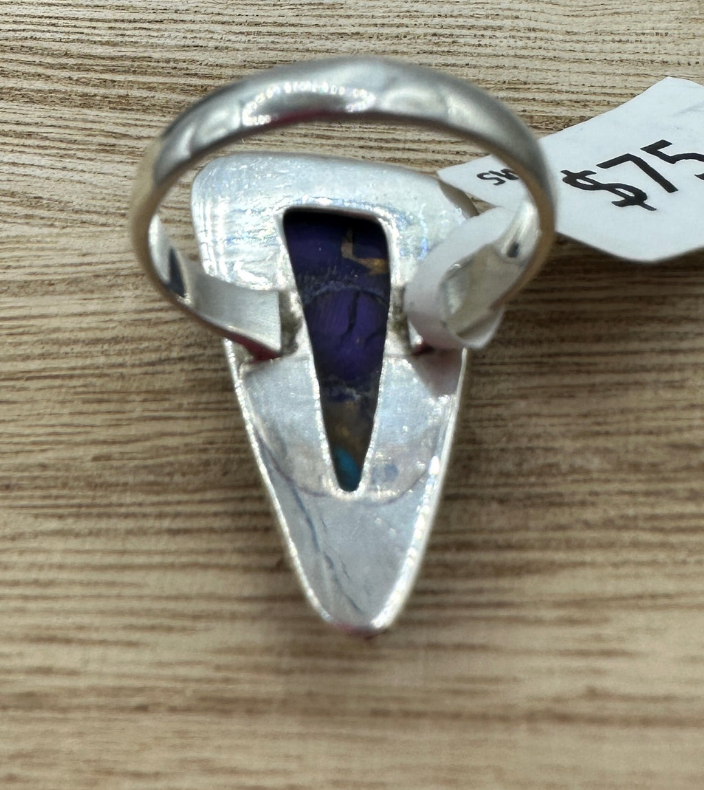 Purple Dahlia Turquoise Ring Size 9
