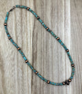 Turquoise and Copper Pearls Necklace 16in