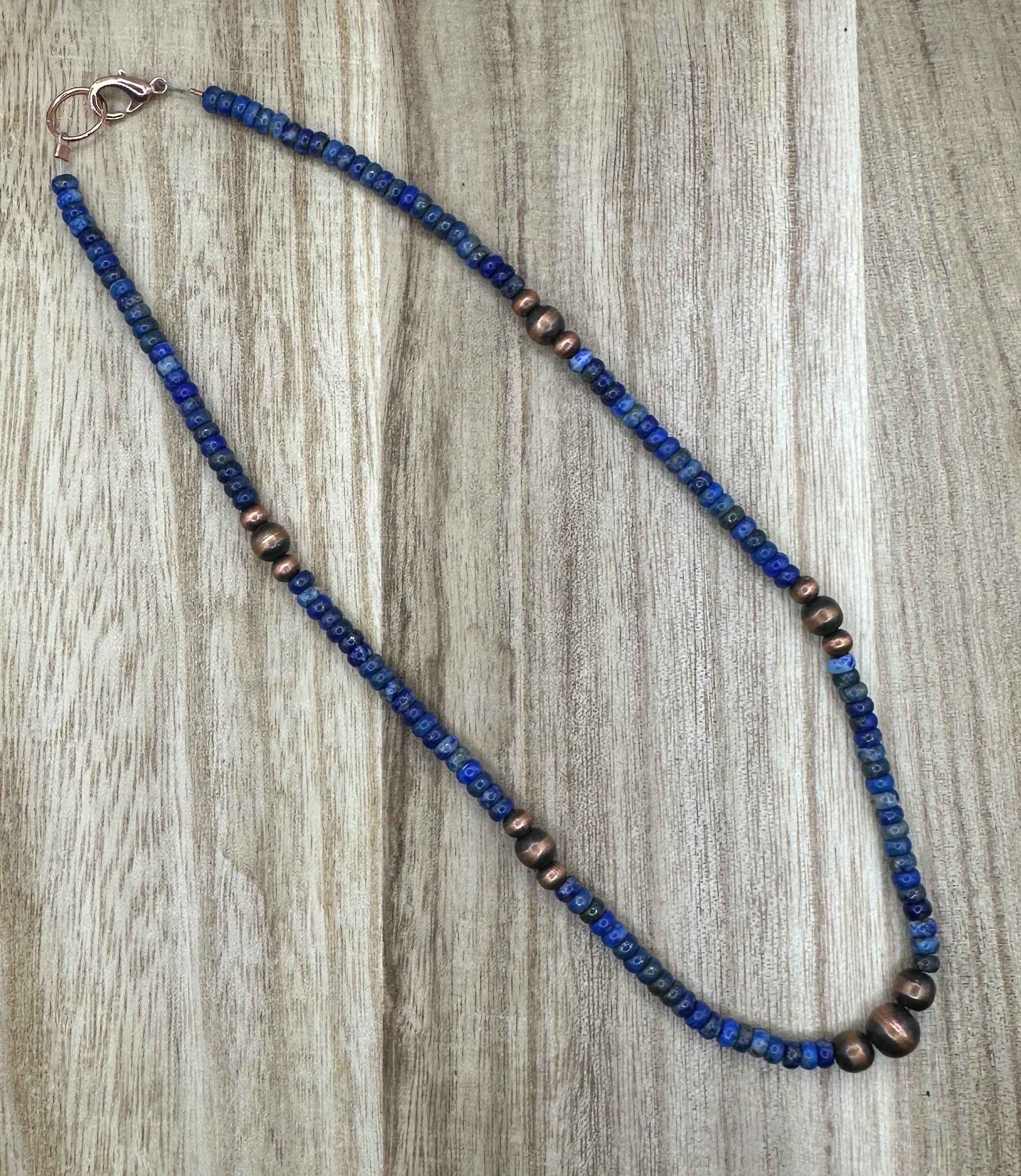 Lapis Lazuli and Graduated Pearl Necklace 16in