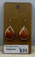 Orange Glass Tear Drop Dangles