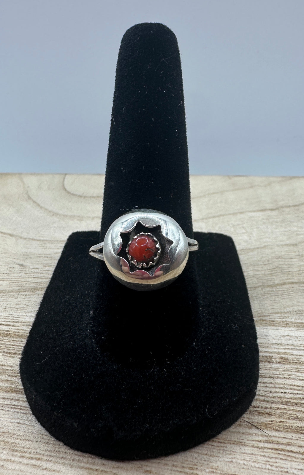 Red Coral Shadow Box Ring Size 8