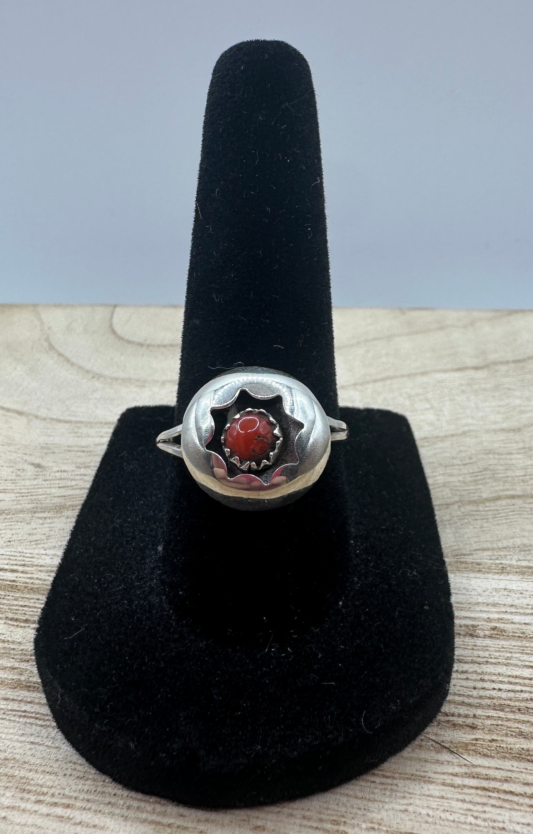 Red Coral Shadow Box Ring Size 8
