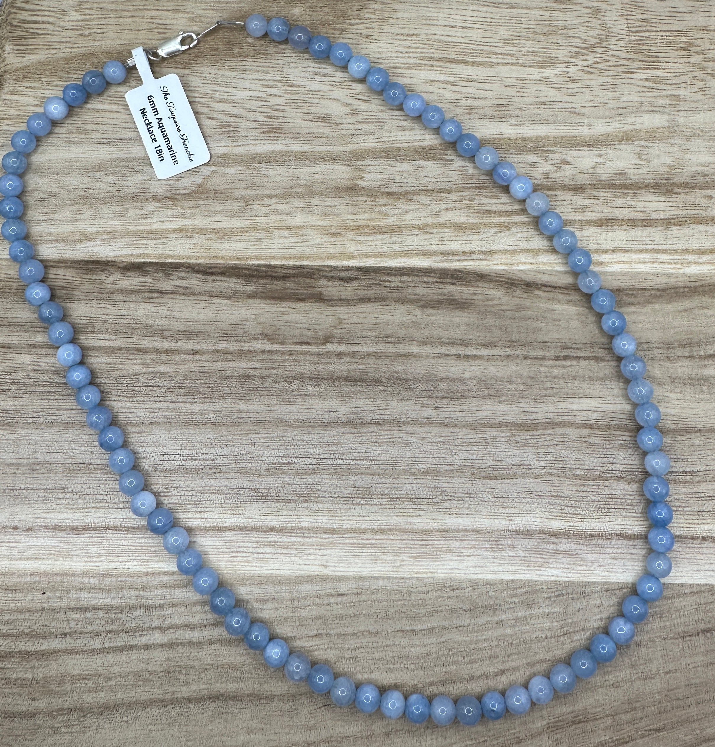 6mm Aquamarine Necklace 18in