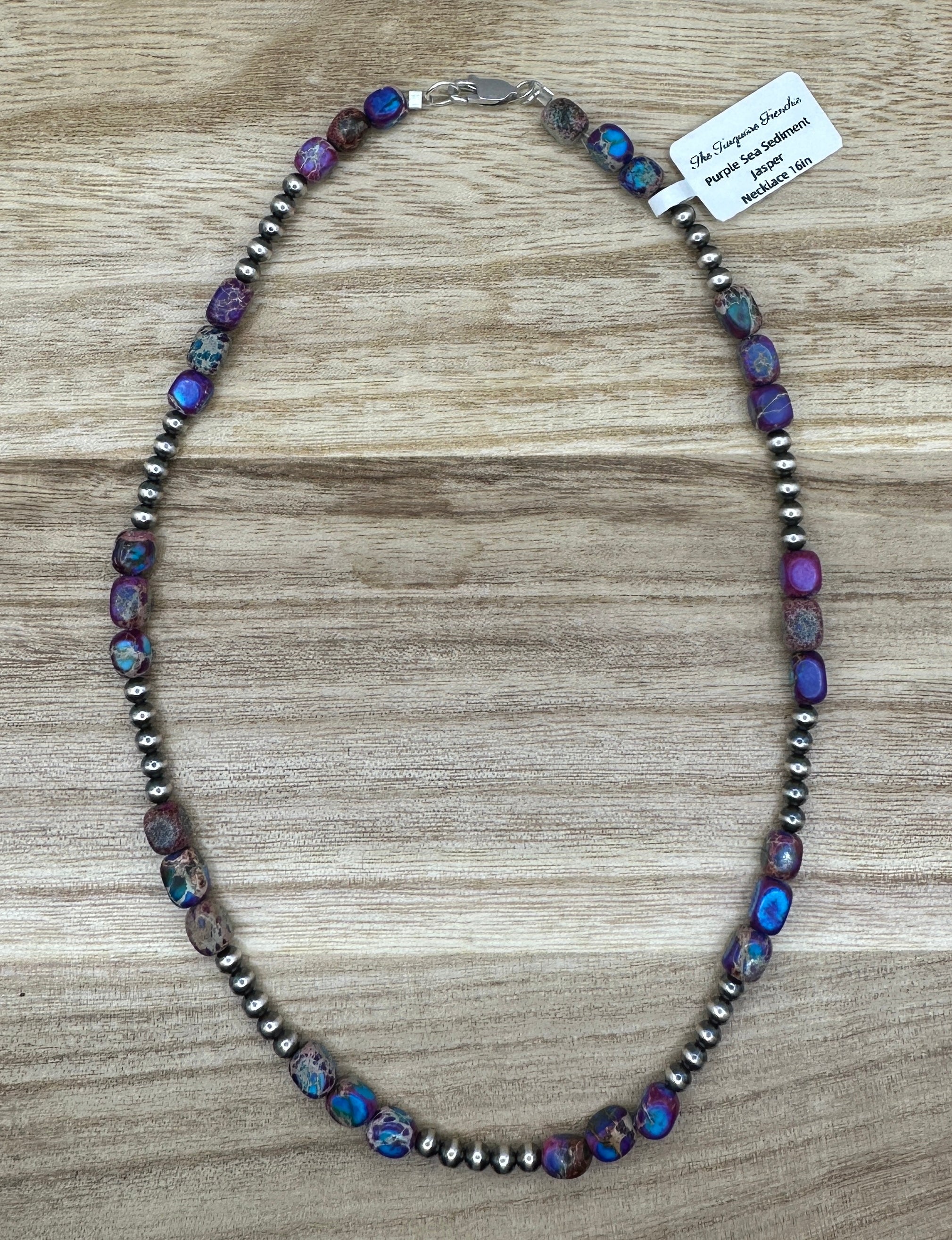 Galaxy Sea Sediment Jasper and Desert Pearls Necklace 16in