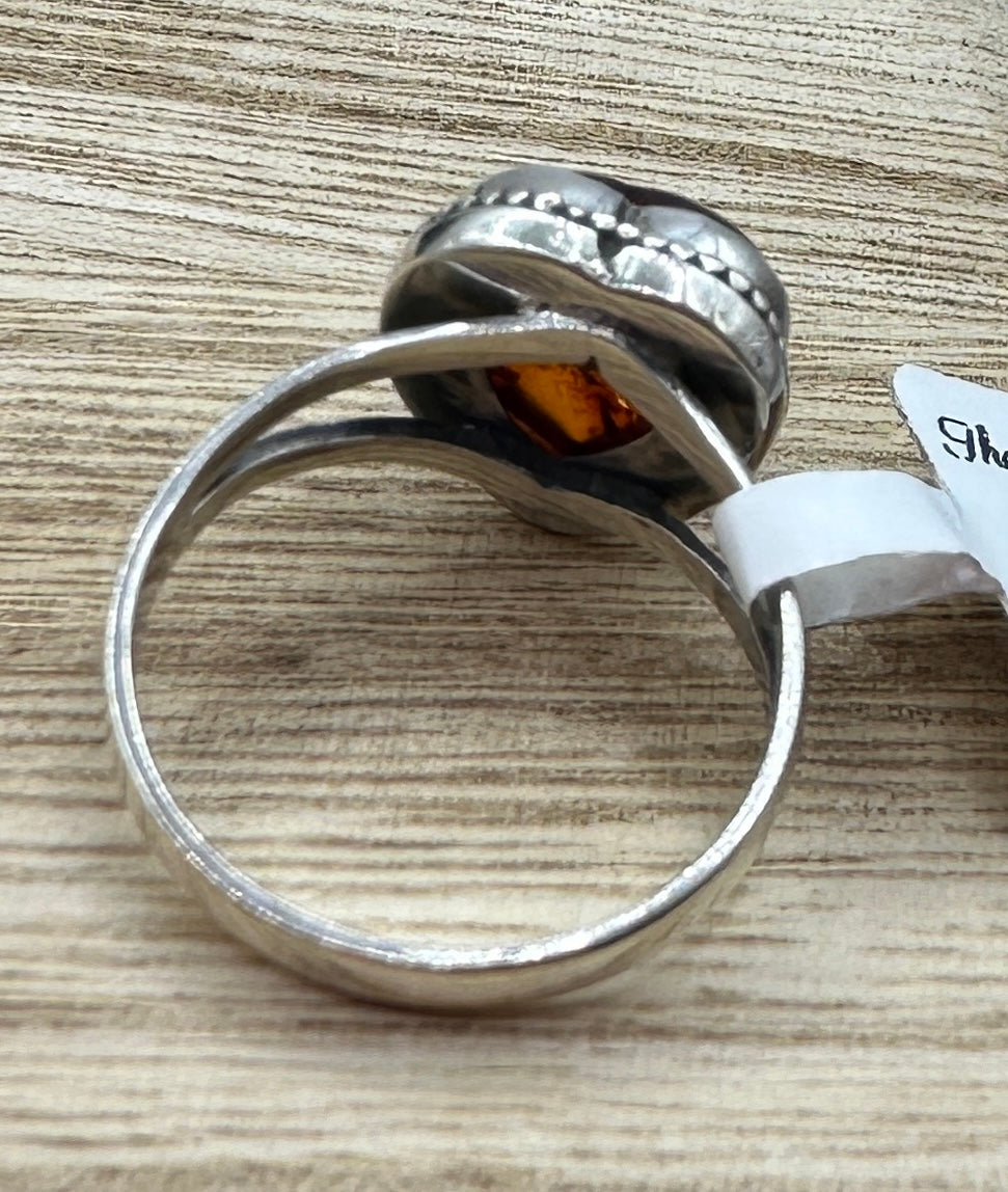 Amber Heart Ring Size 6.5