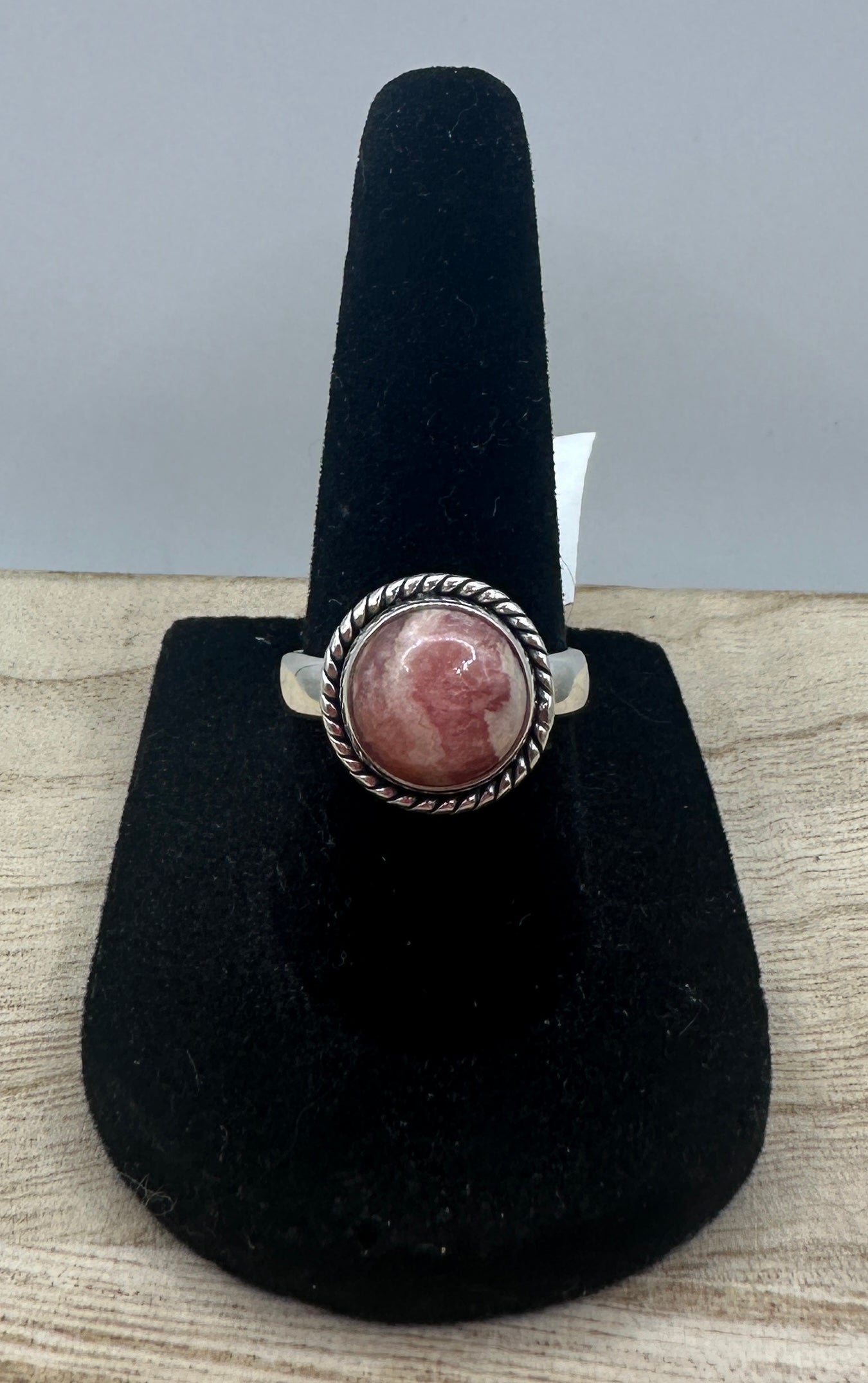Rhodochrosite Circle Ring Size 7.25