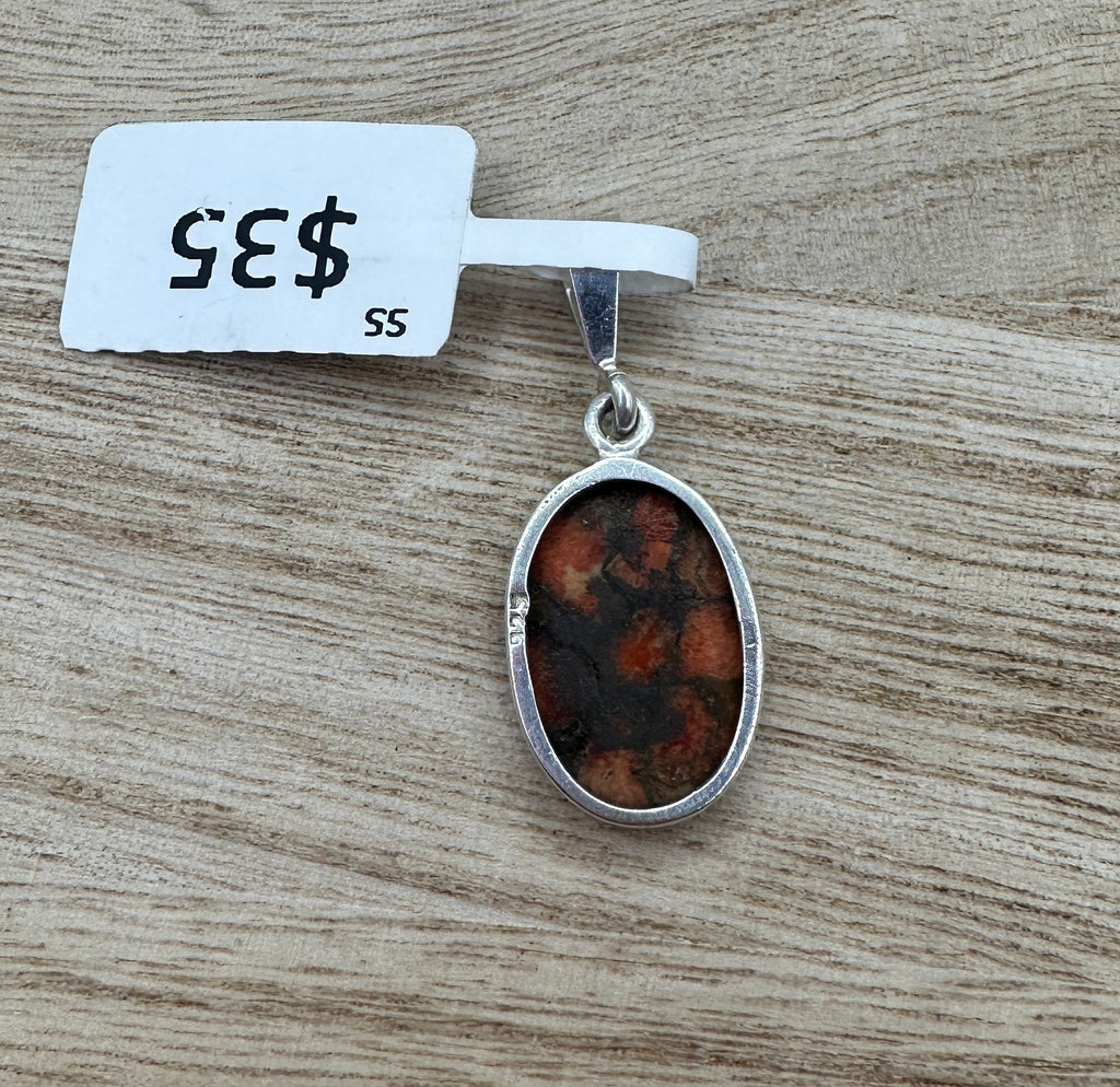 Orange Dahlia Turquoise Pendant