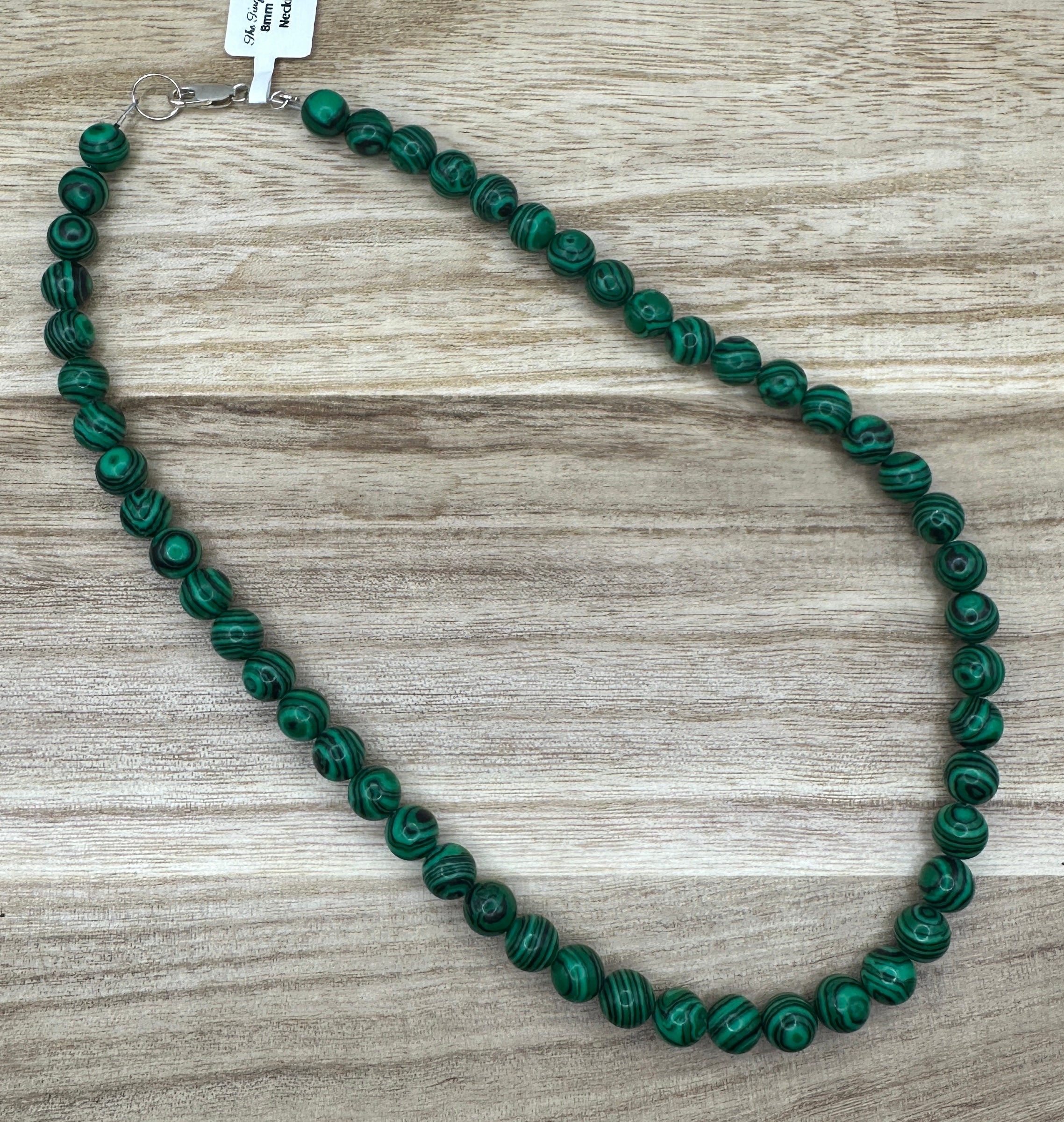 8mm Malachite Necklace 18in
