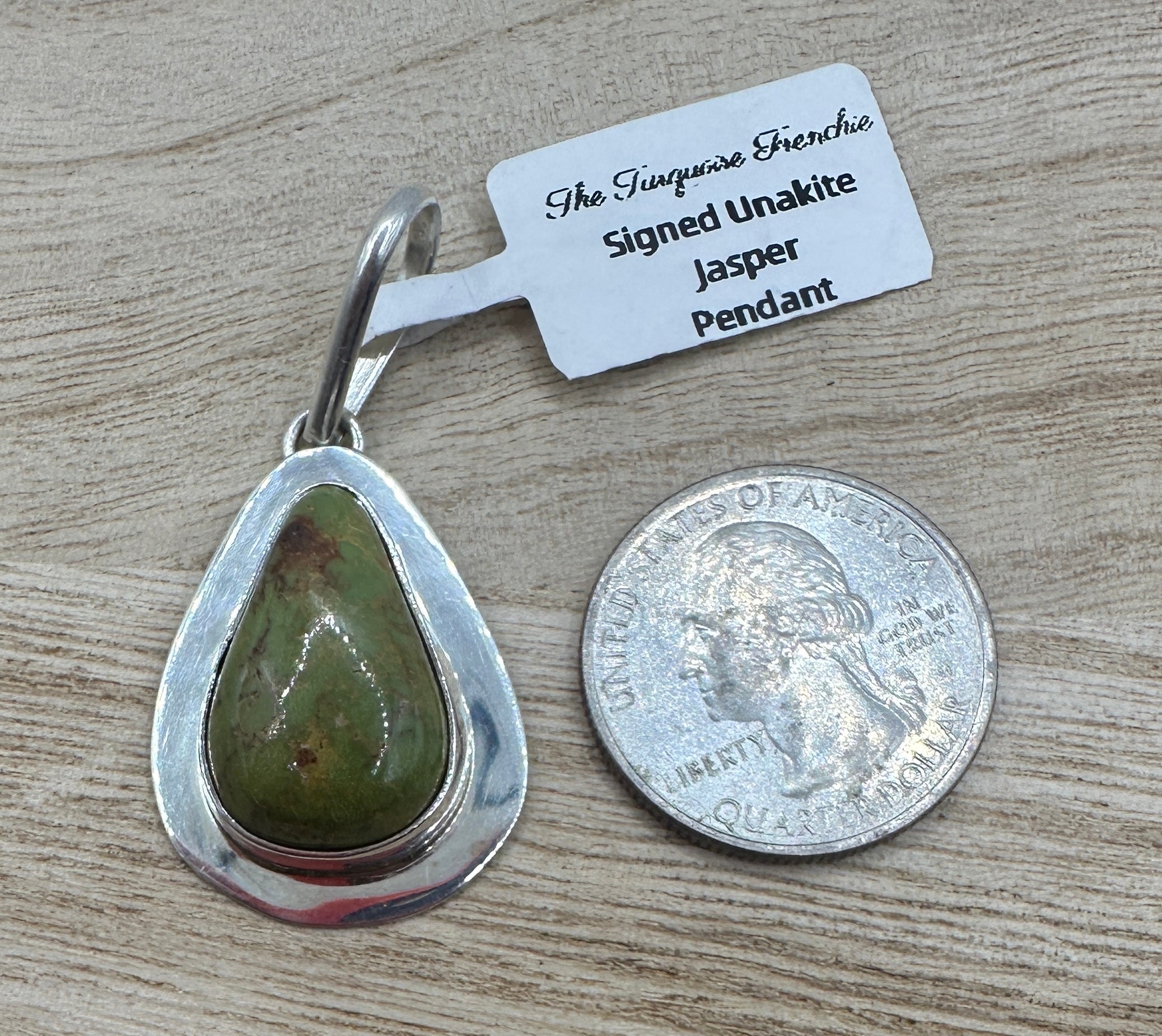 Signed Unakite Jasper Pendant
