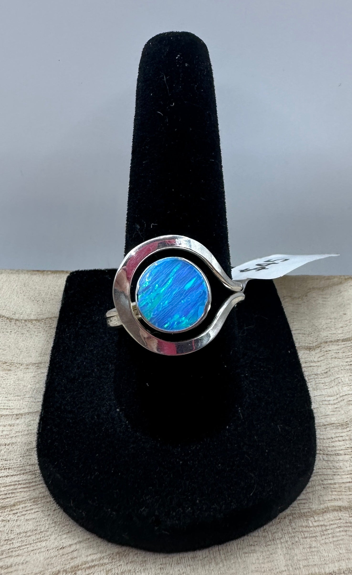 Blue Fire Opal Adjustable Ring