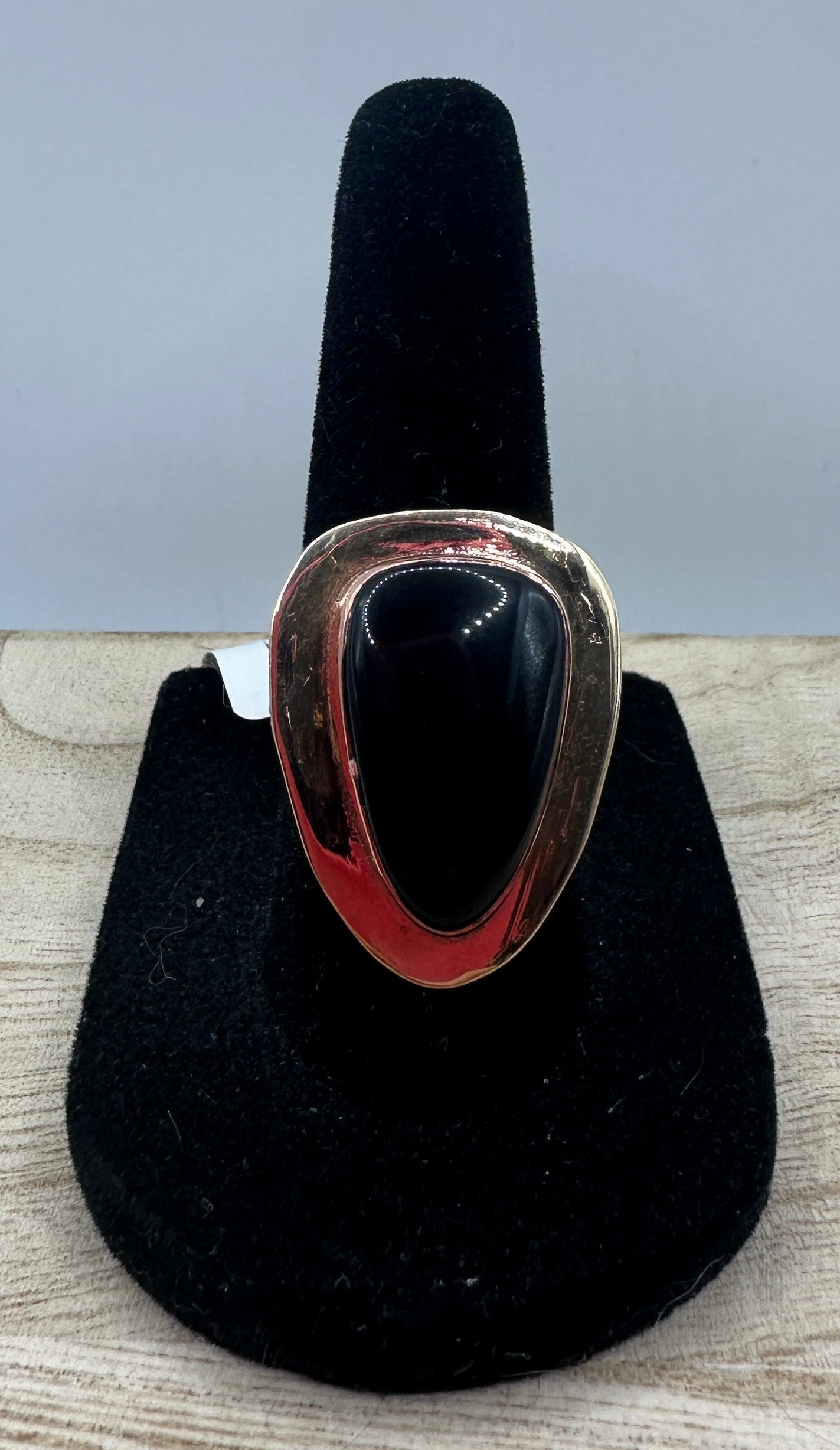 Black Onyx Copper Ring Size 7