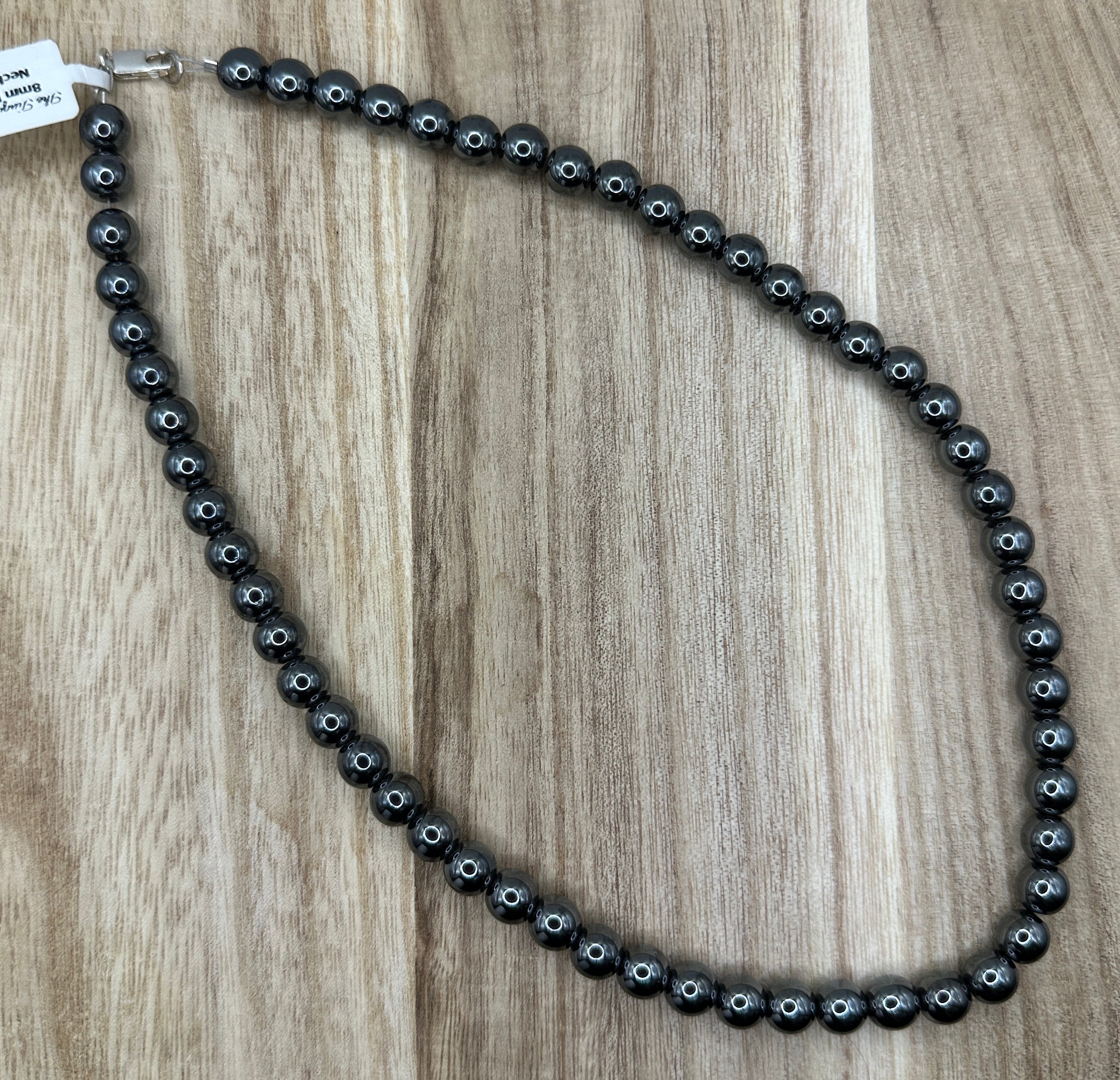 8mm Hematite Necklace 20in
