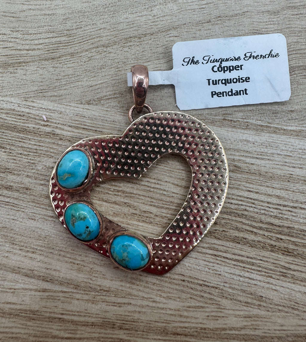 Copper and Turquoise Heart Pendant